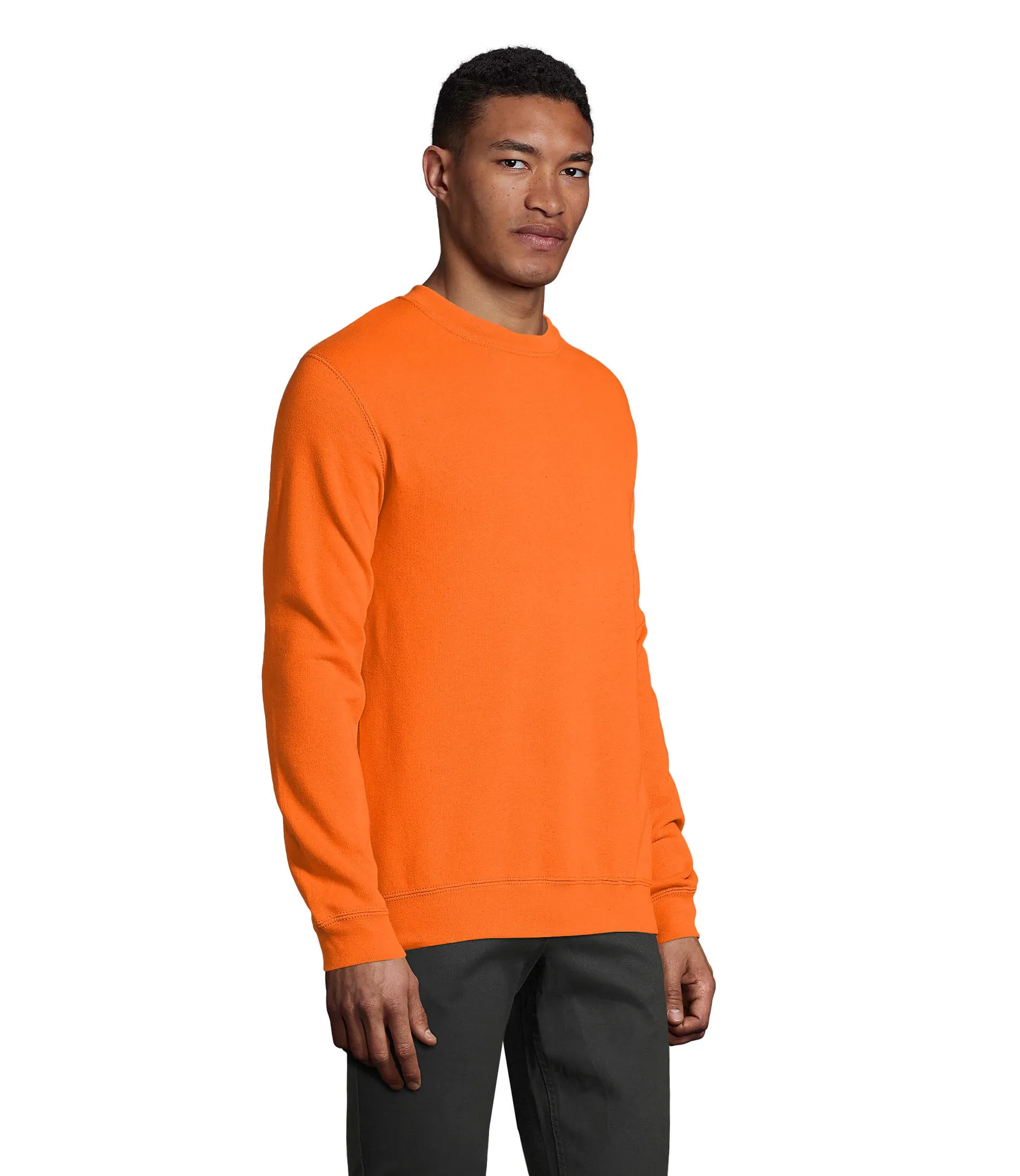 Felpa girocollo SOL'S Supreme, Orange, su modello, retro