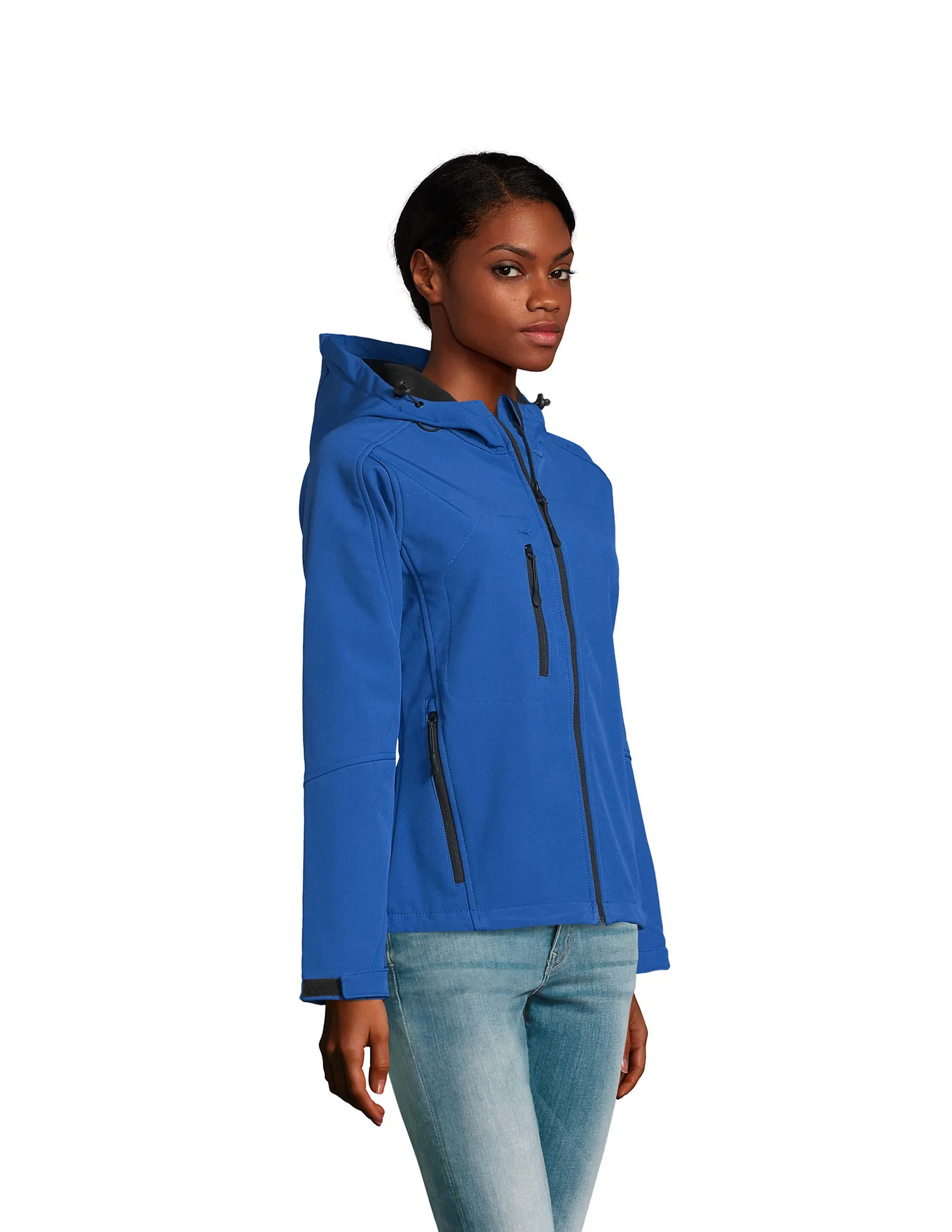 Softshell SOL'S Replay Women, Royal blue, su modello, lato