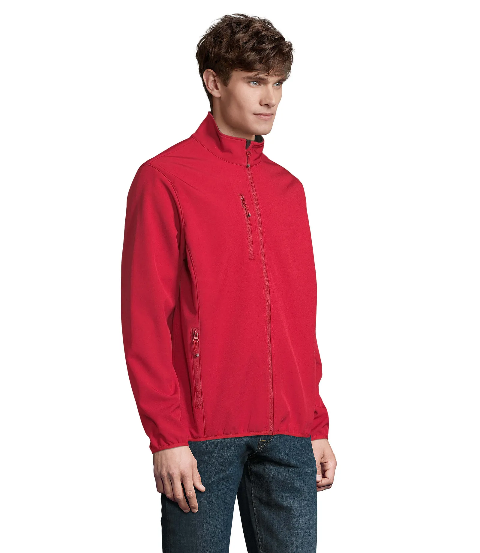Softshell SOL'S Falcon Men, Pepper red, su modello, lato