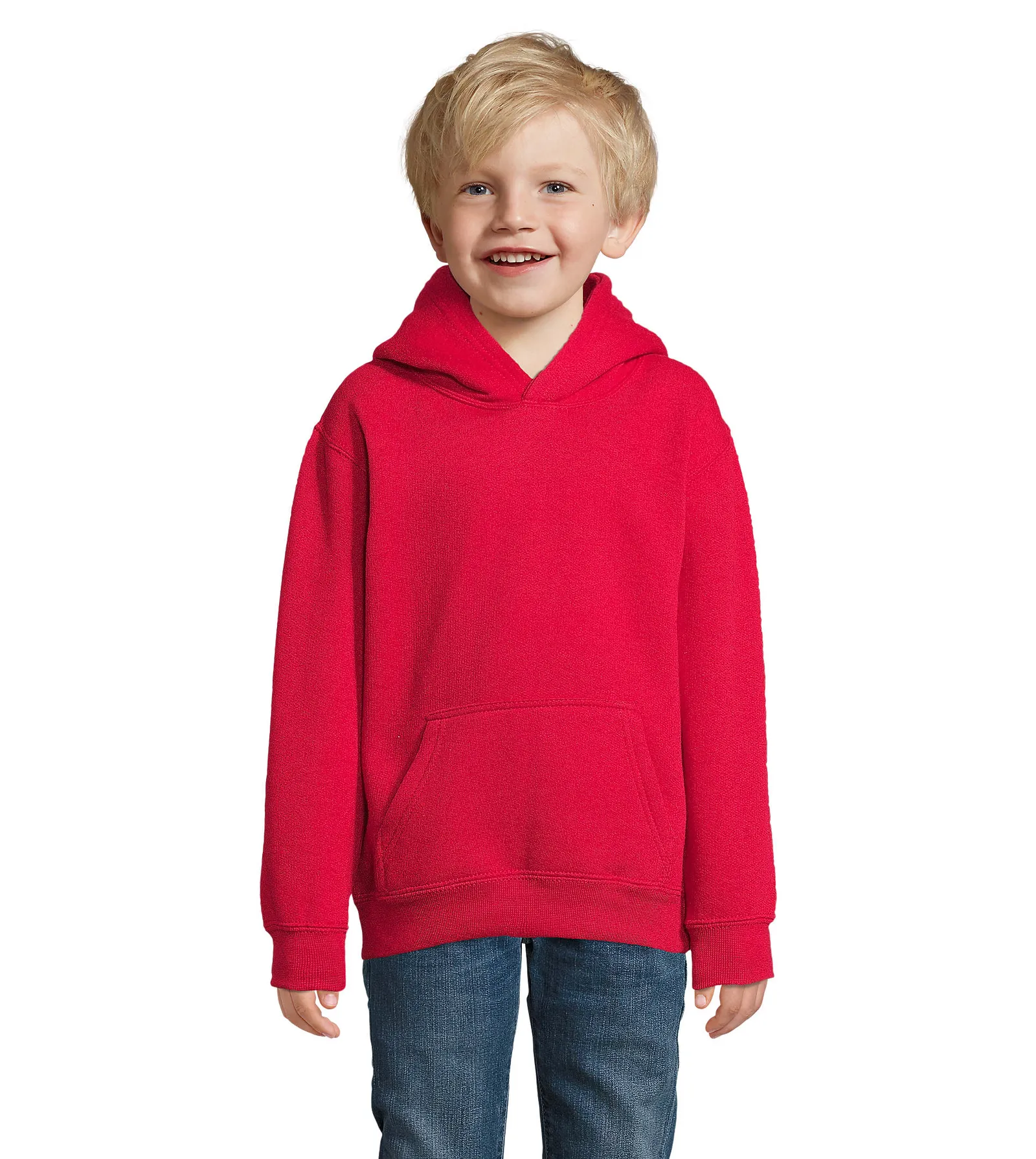 Felpa con cappuccio SOL'S Slam Kids, Red, su modello, fronte