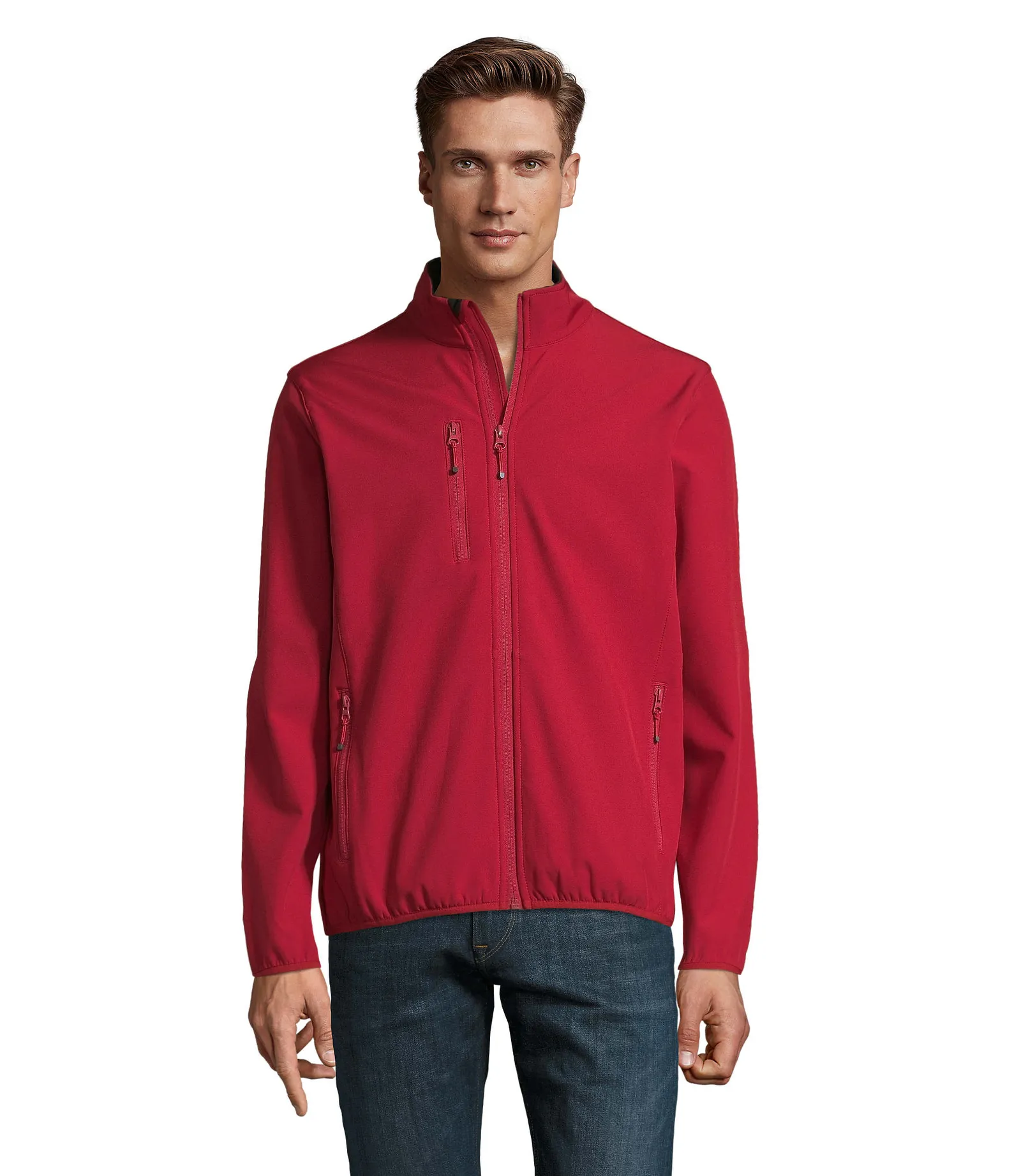 Softshell SOL'S Radian Men, Pepper red, su modello, fronte