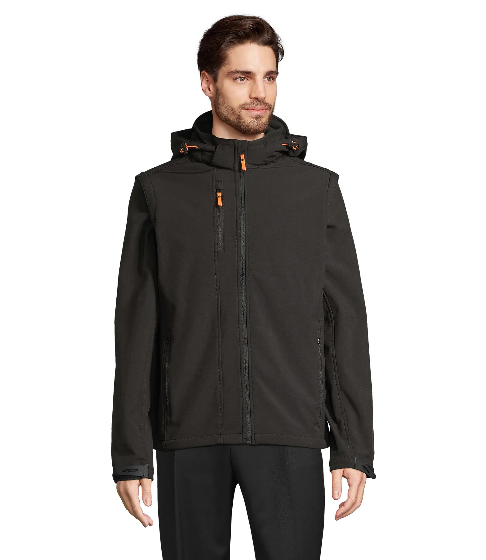 Softshell SOL'S Transformer, Black, su modello, fronte