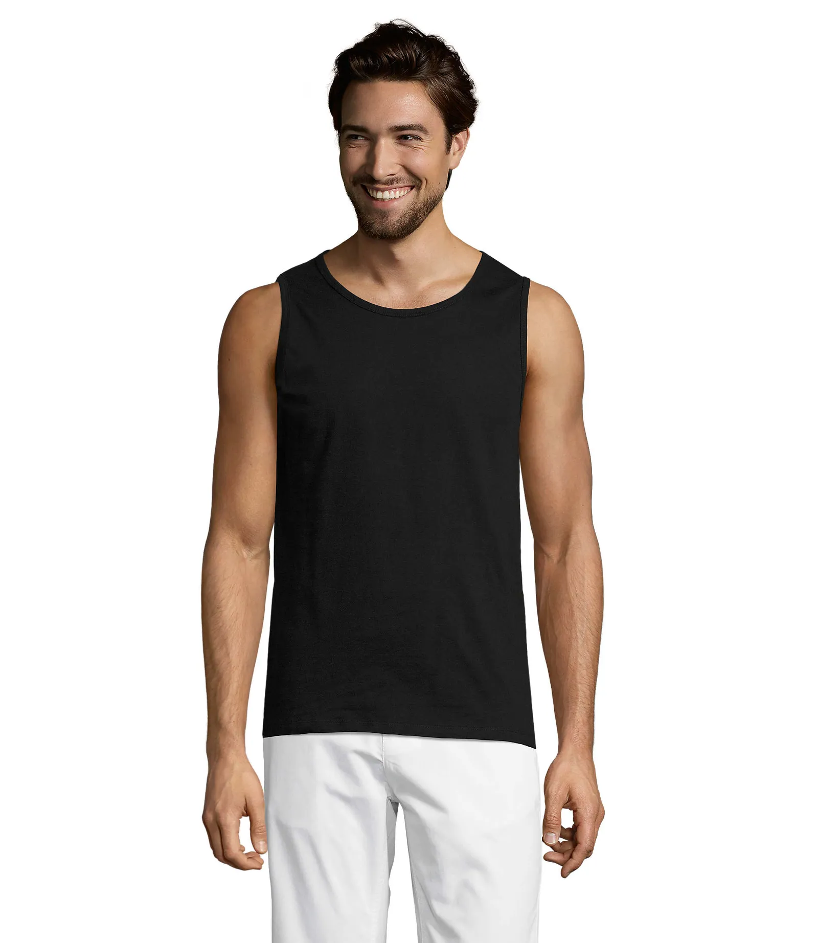 Canotta SOL'S Justin, Deep black, su modello, fronte