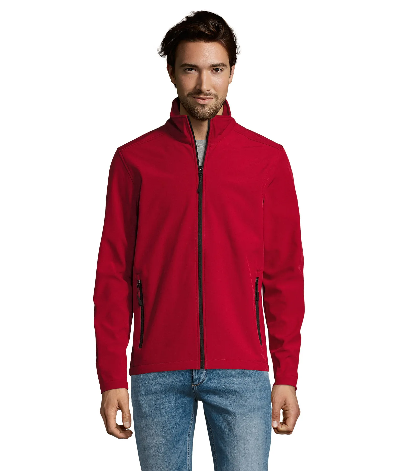 Softshell SOL'S Race Men, Pepper red, su modello, fronte