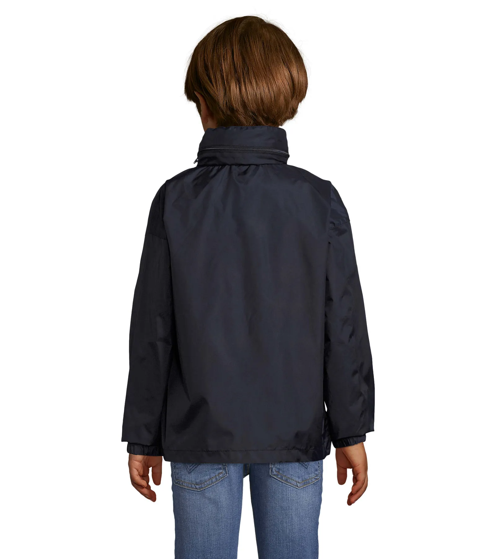 Giacca antivento SOL'S Surf Kids, Navy, su modello, retro