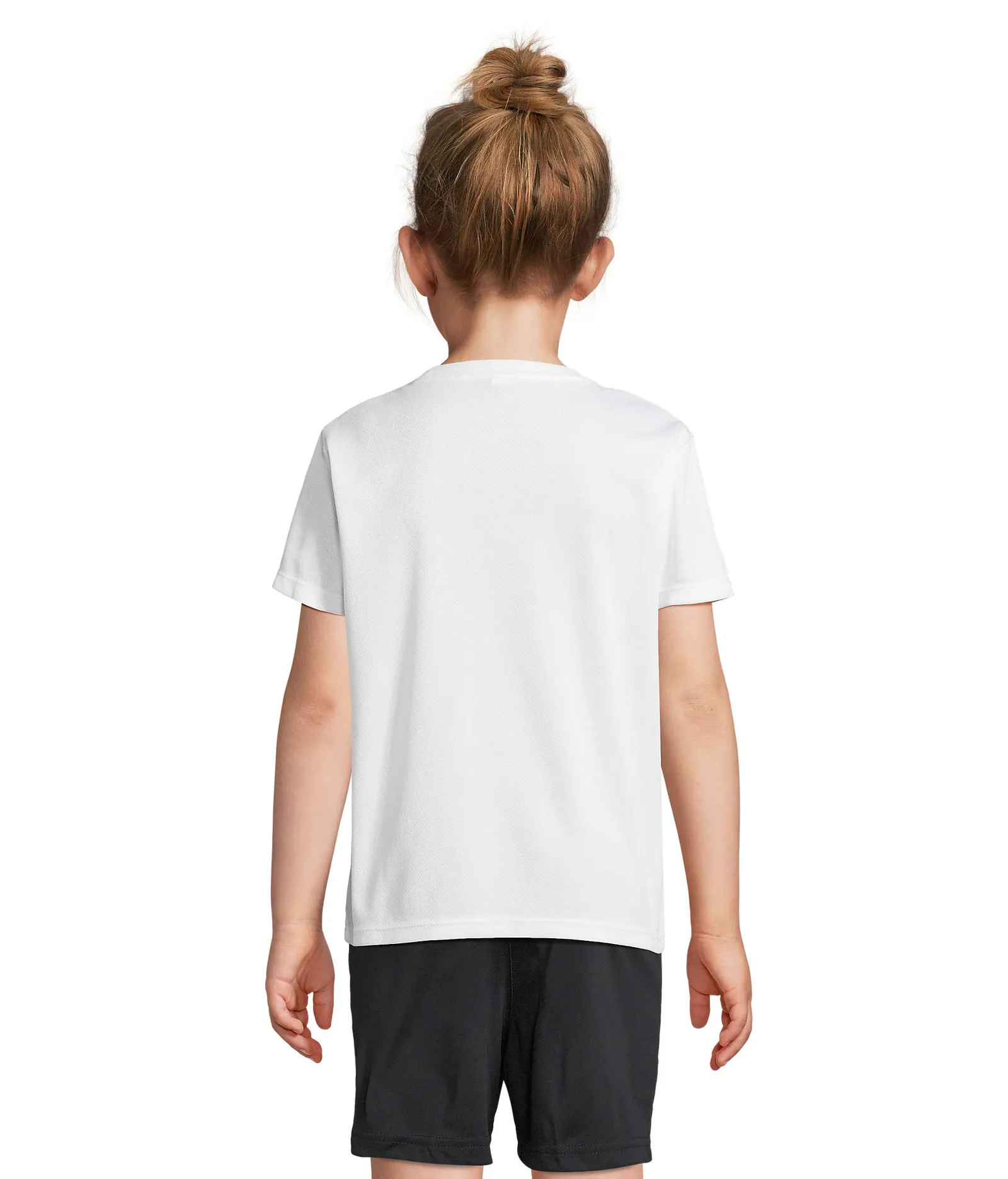 T-shirt tecnica SOL'S Sprint Kids, White, su modello, retro