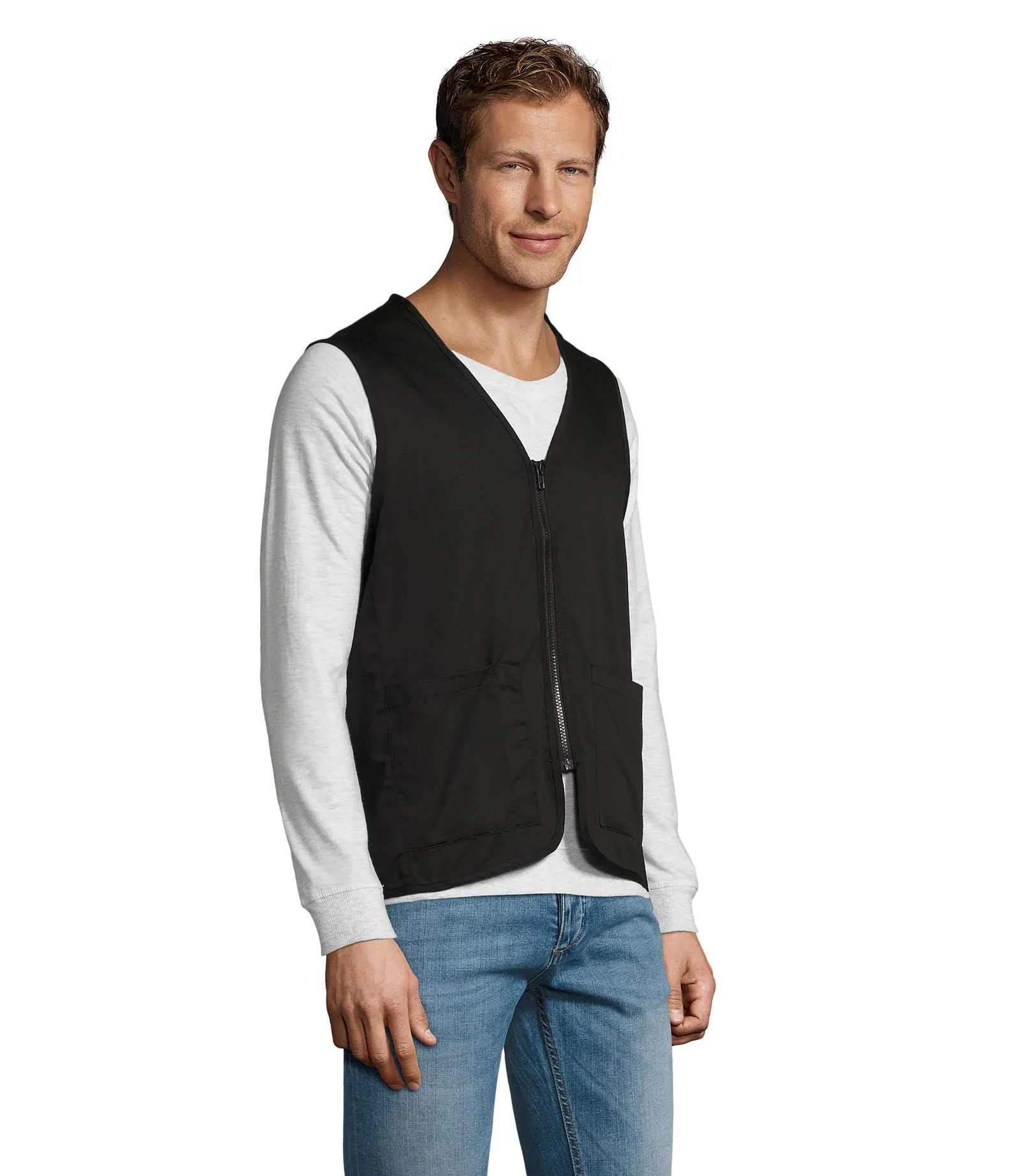 Gilet SOL'S Wallace, Black, su modello, lato