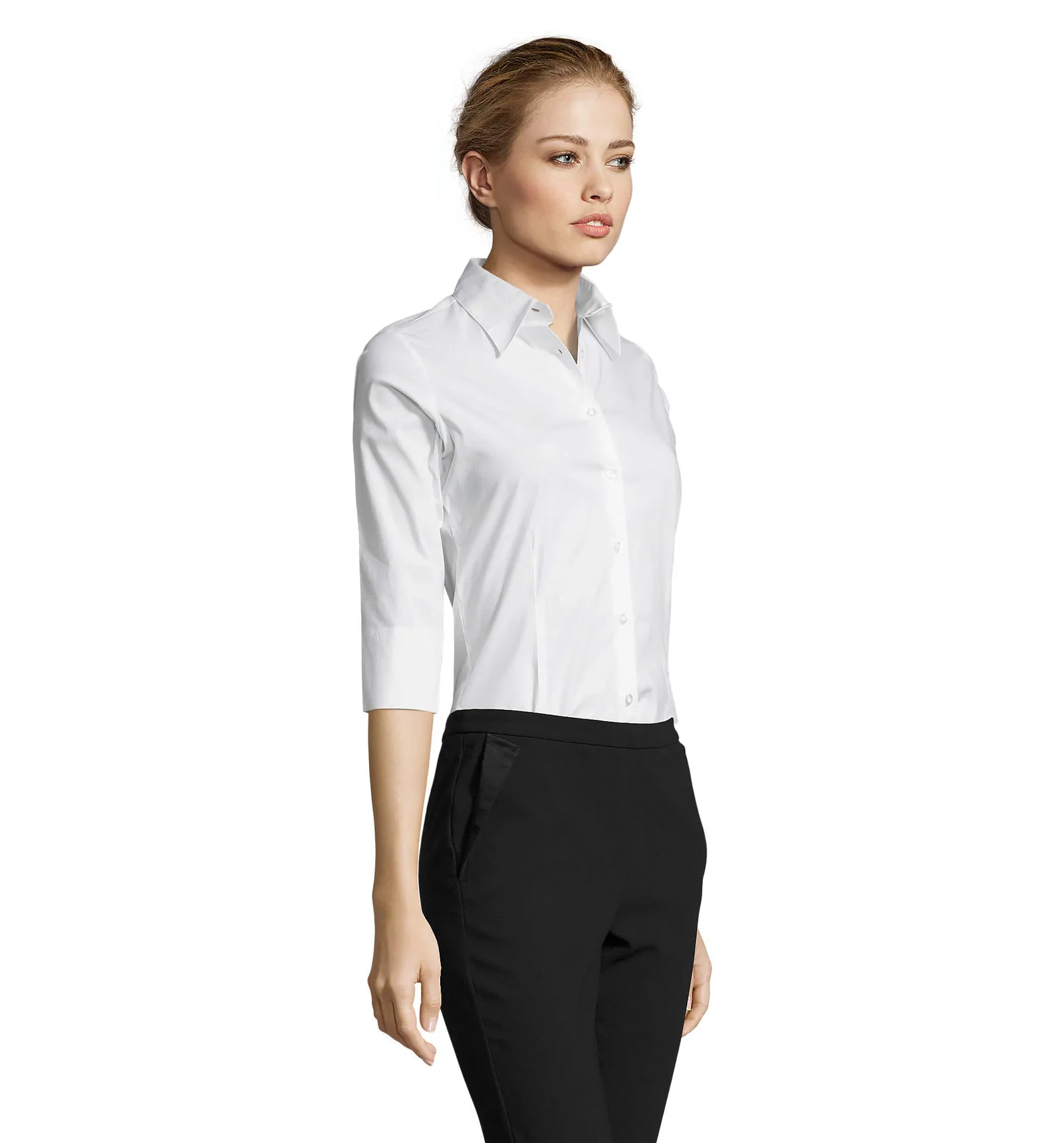 Camicia manica 3/4 SOL'S Effect, White, su modello, lato