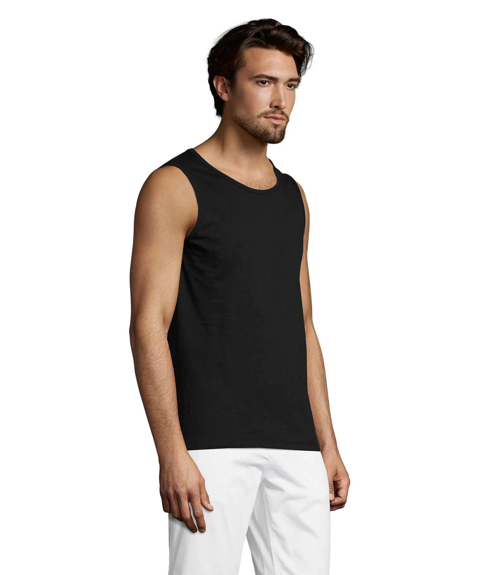 Canotta SOL'S Justin, Deep black, su modello, lato