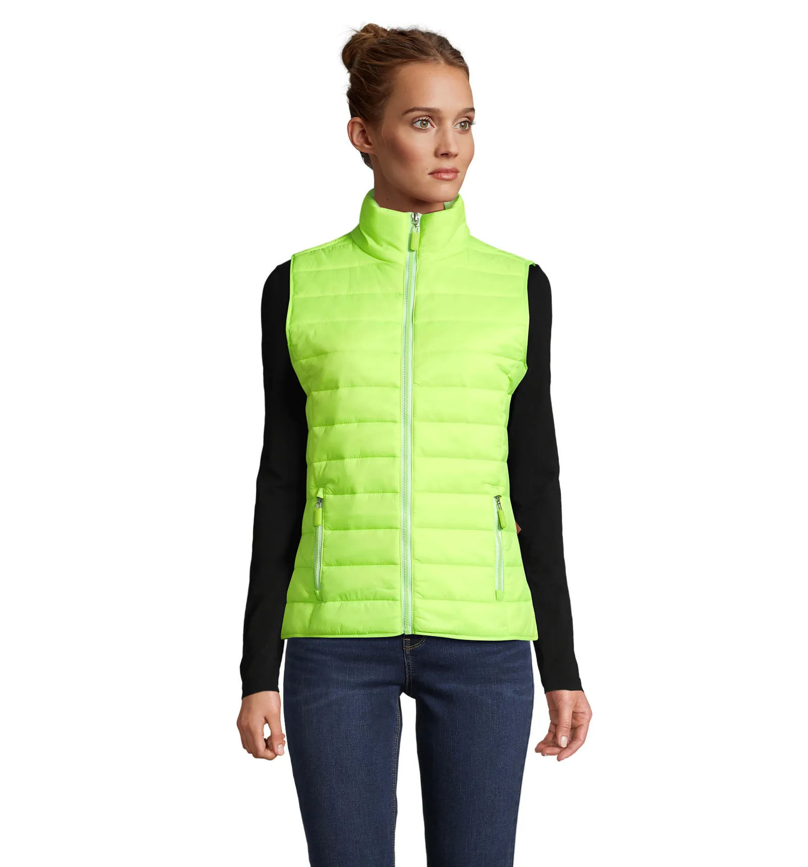 Gilet SOL'S Wave Women, Neon lime, su modello, fronte