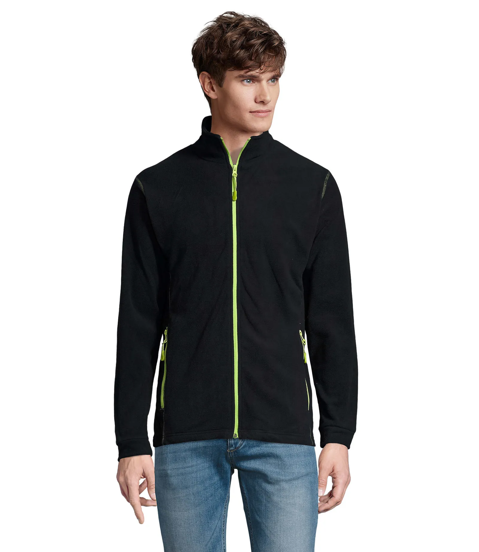 Pile SOL'S Nova Men, Navy/apple green, su modello, fronte