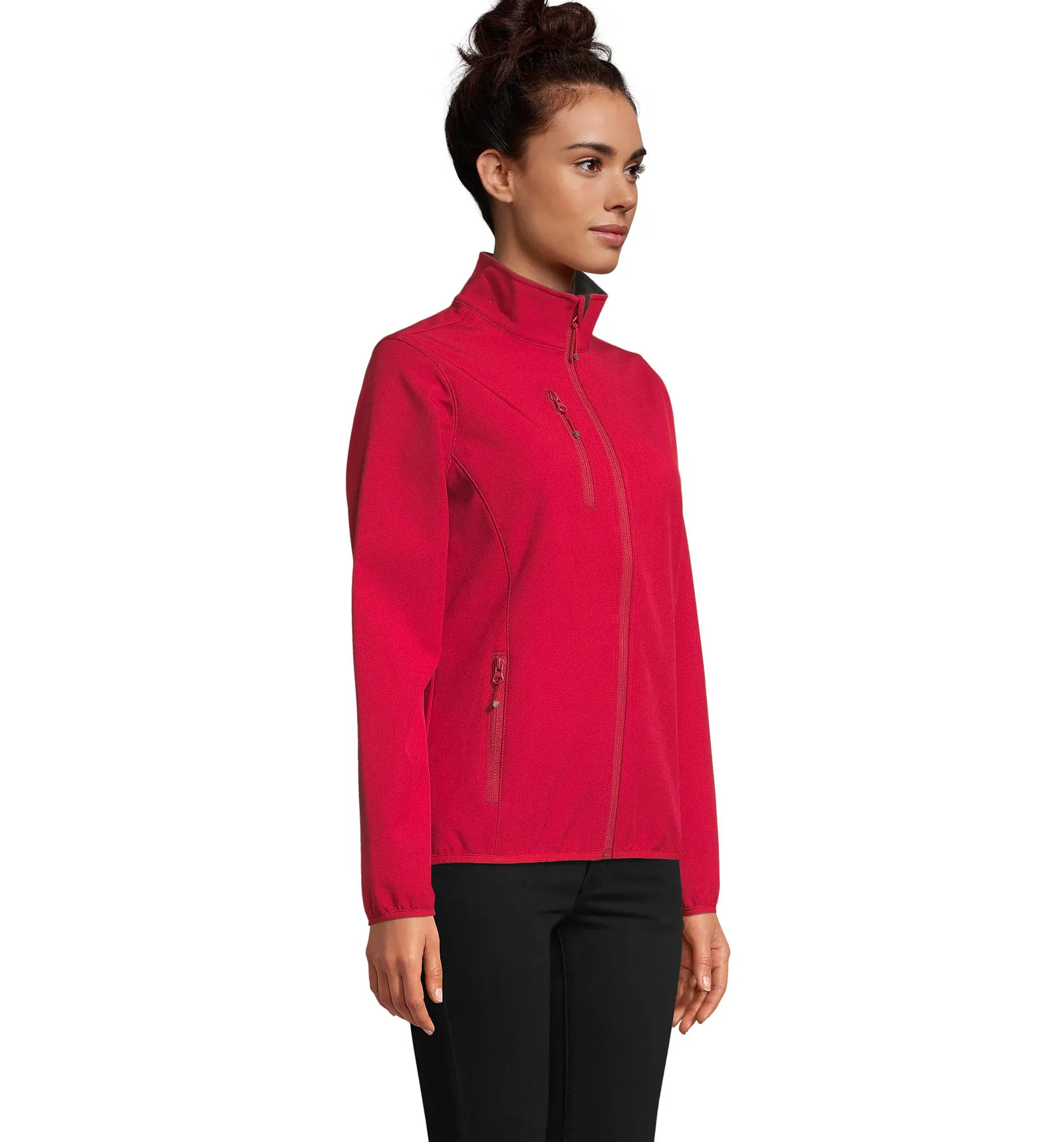 Softshell SOL'S Falcon Women, Pepper red, su modello, lato
