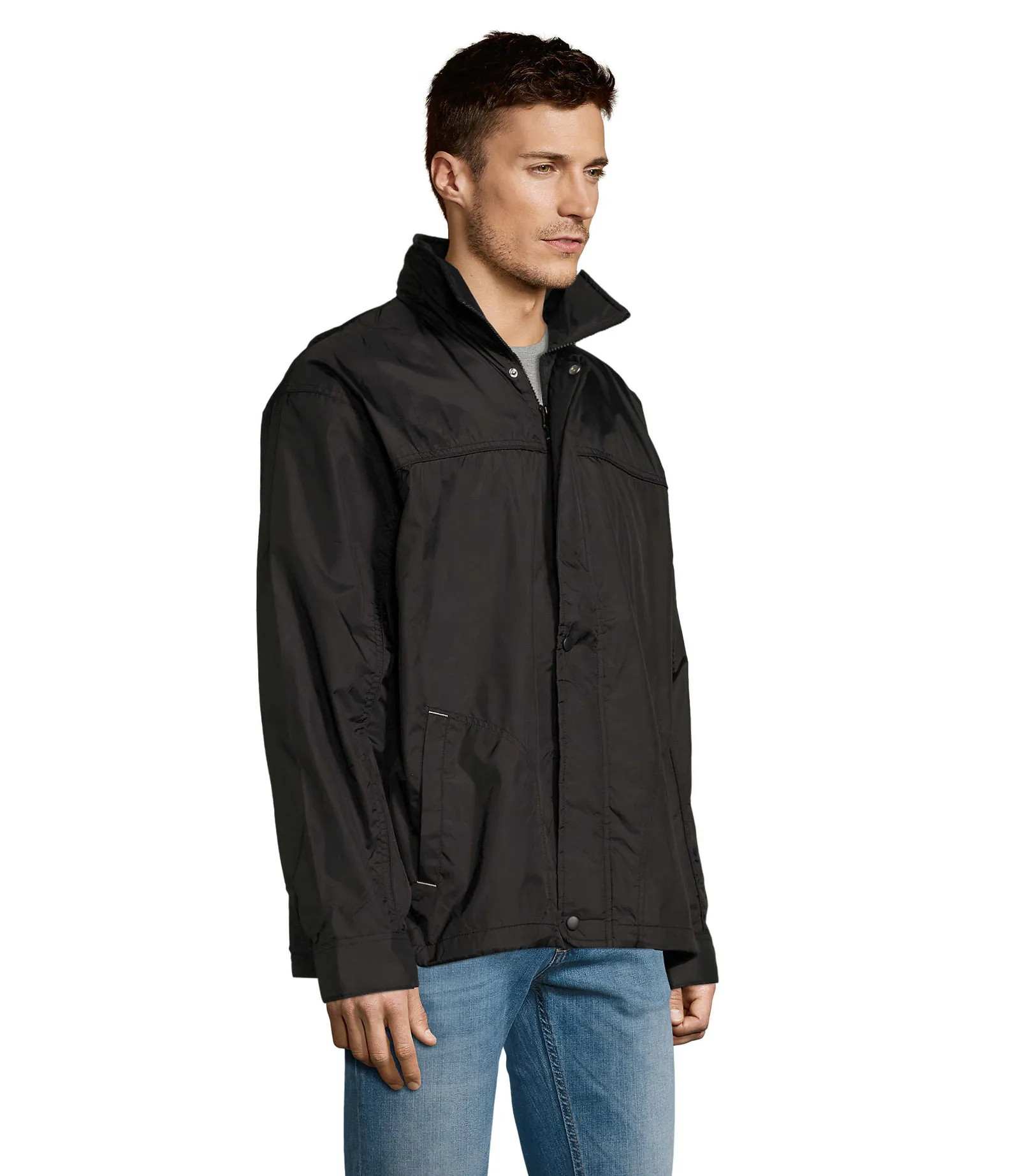 Giacca antivento SOL'S Mistral, Black, su modello, lato