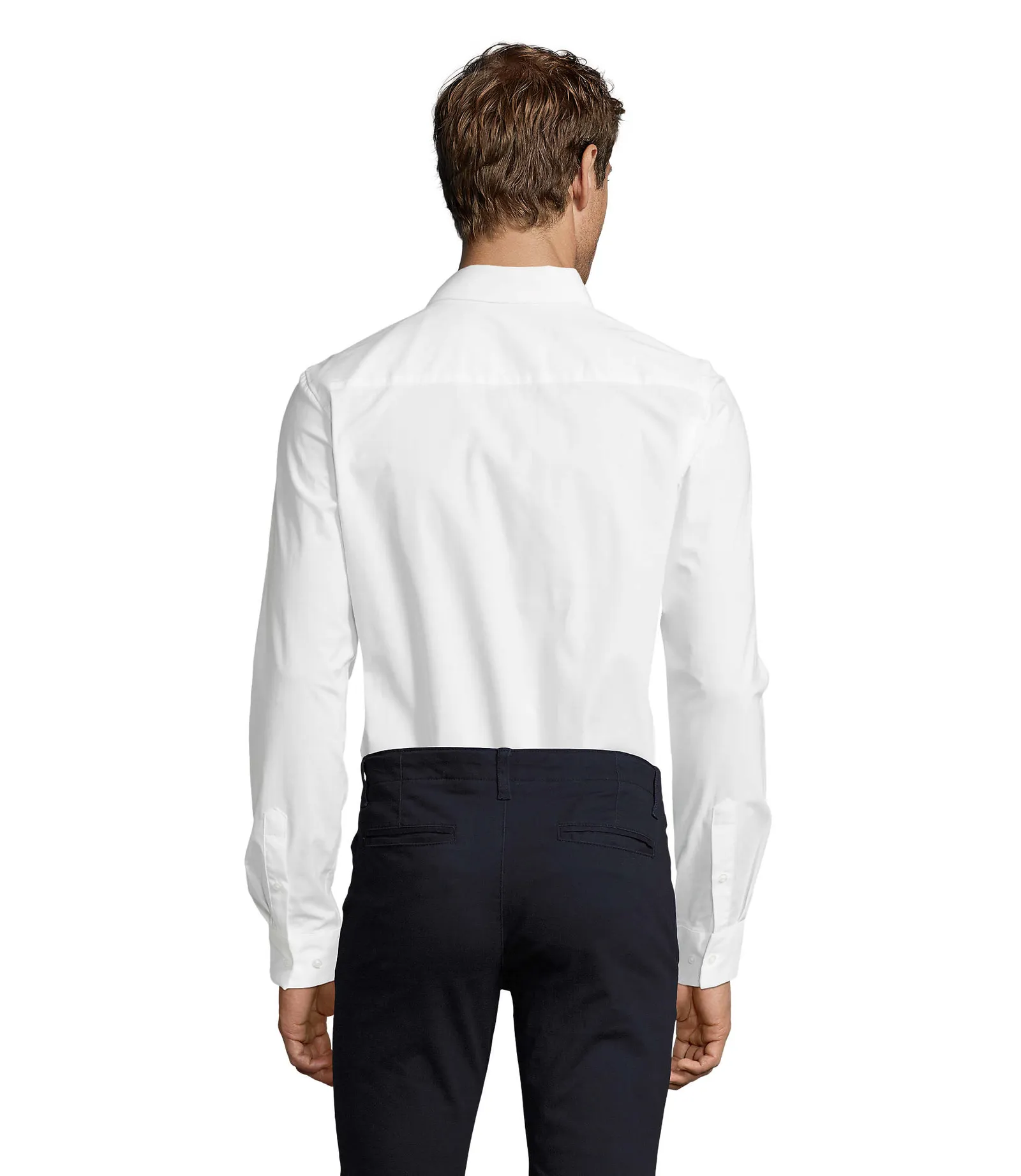 Camicia manica lunga SOL'S Blake Men, White, su modello, retro
