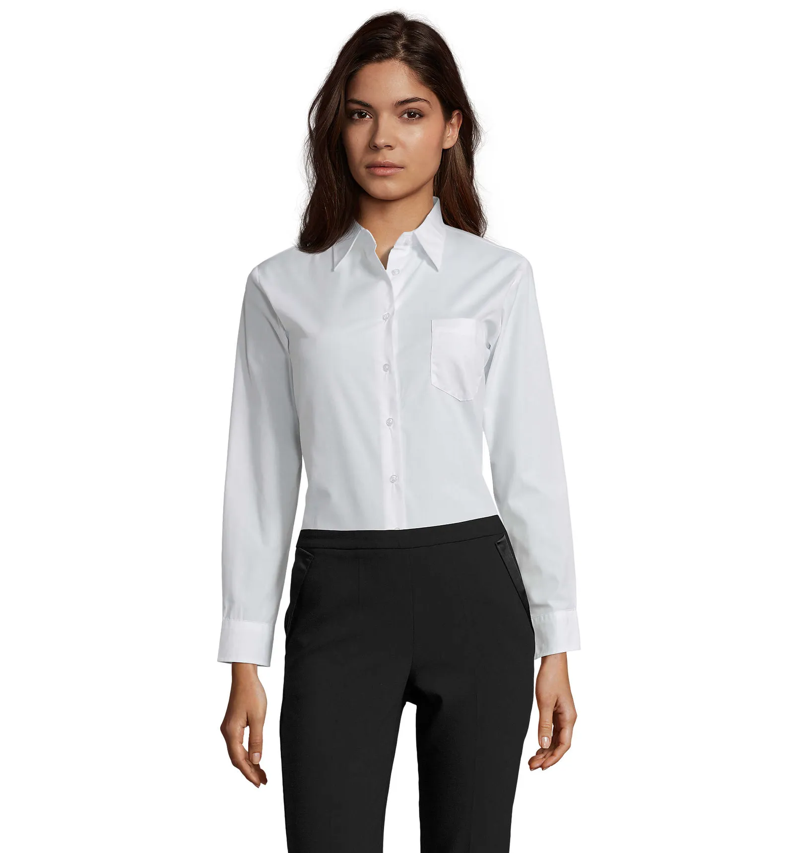 Camicia manica lunga SOL'S Executive, White, su modello, fronte