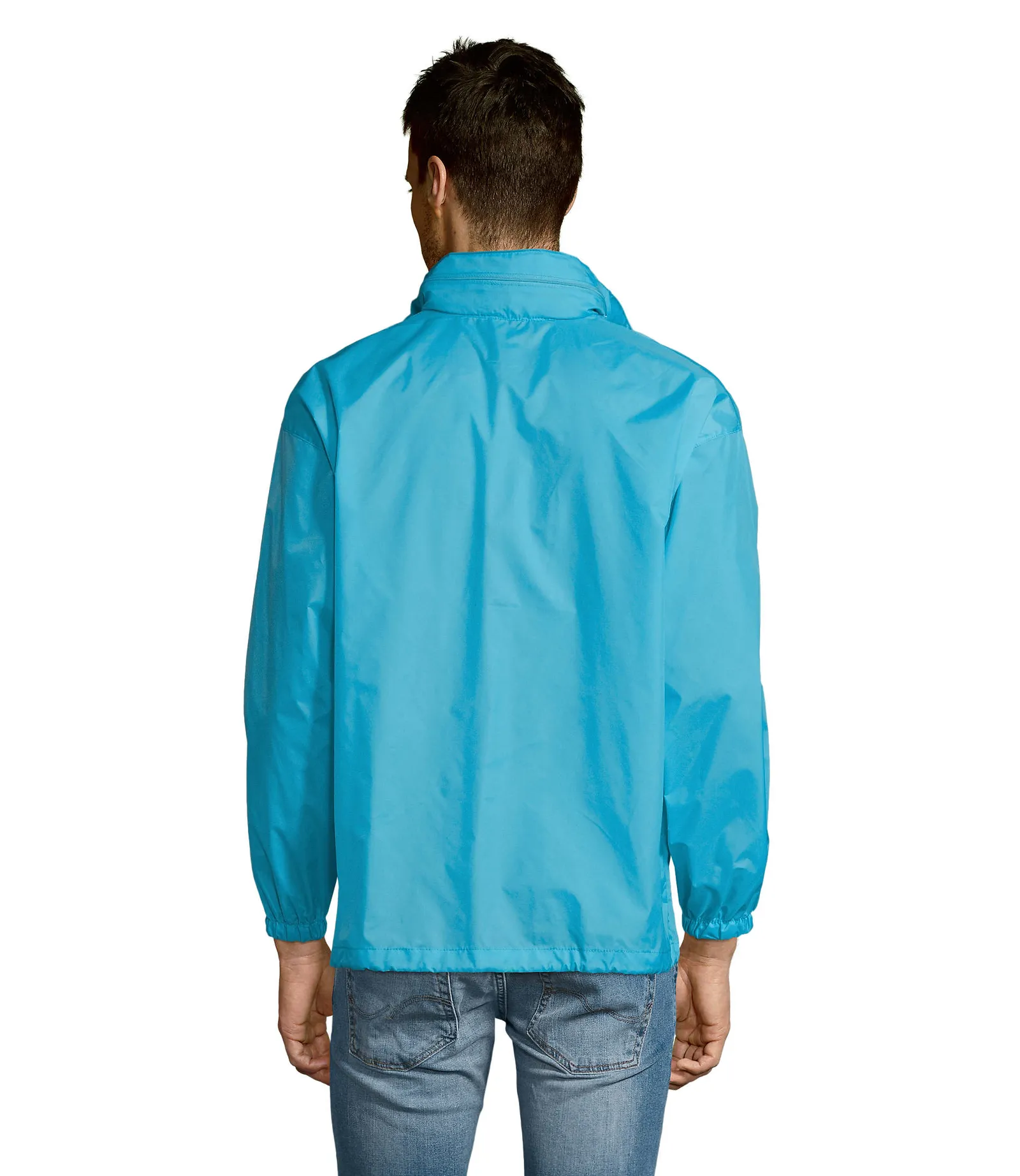Giacca antivento SOL'S Surf, Atoll blue, su modello, retro