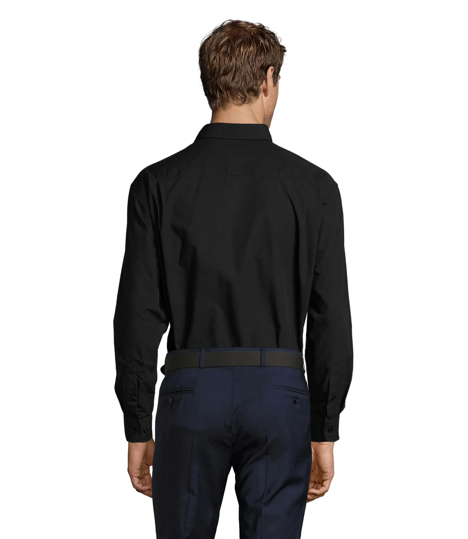 Camicia manica lunga SOL'S Baltimore, Black, su modello, retro