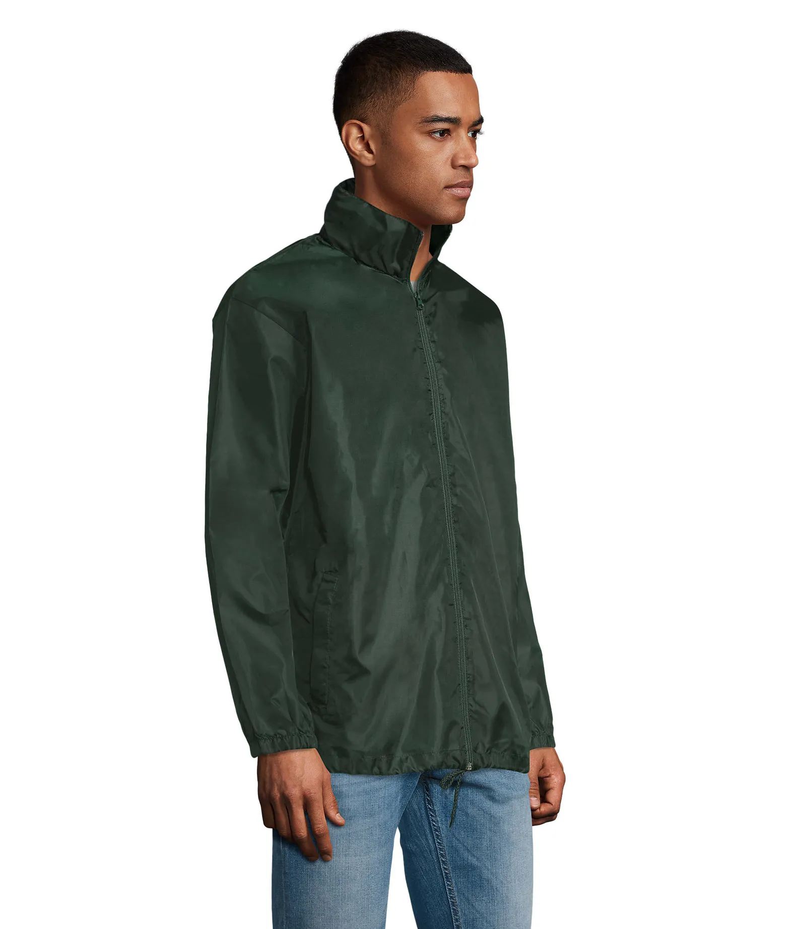 Giacca antivento SOL'S Shift, Forest green, su modello, lato