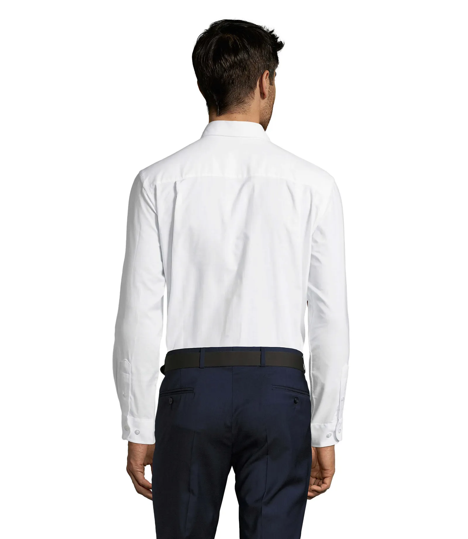 Camicia manica lunga SOL'S Boston, White, su modello, retro
