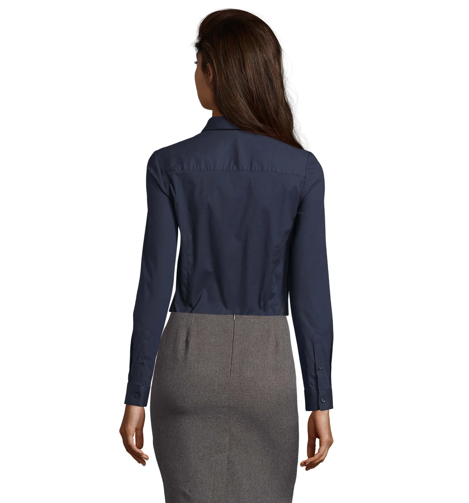 Camicia manica lunga SOL'S Blake Women, Dark blue, su modello, retro