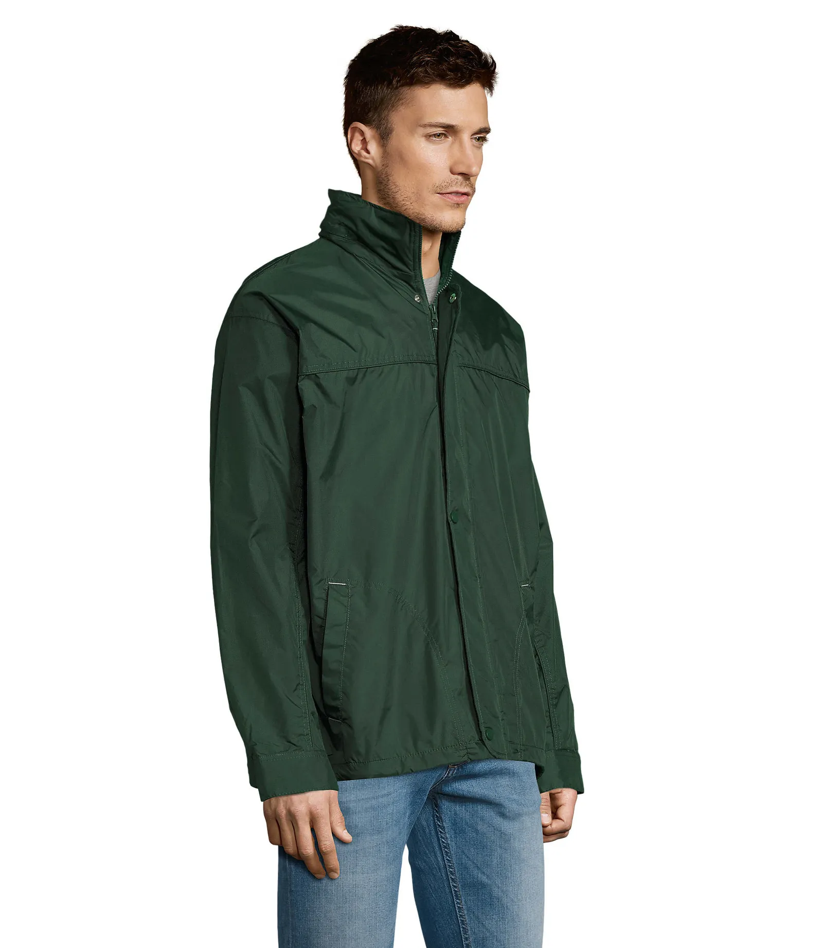 Giacca antivento SOL'S Mistral, Forest green, su modello, lato