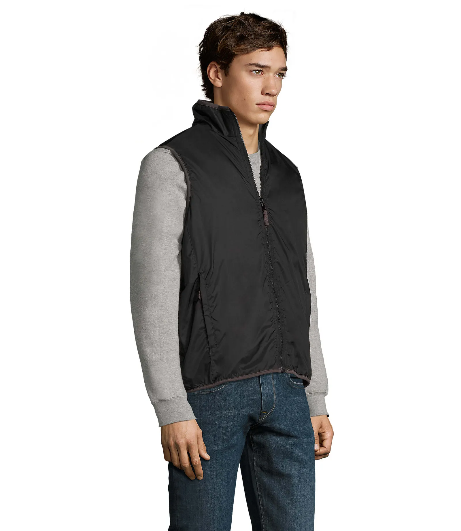 Gilet SOL'S Winner, Black, su modello, lato