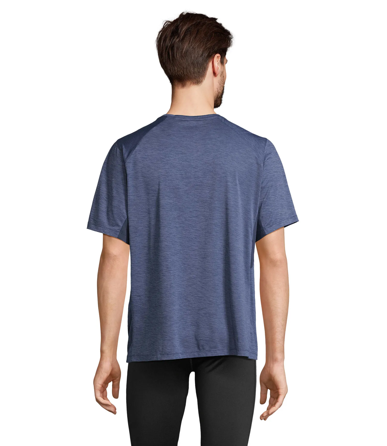 T-shirt tecnica SOL'S Storm, Mel frnavy/frna, su modello, retro
