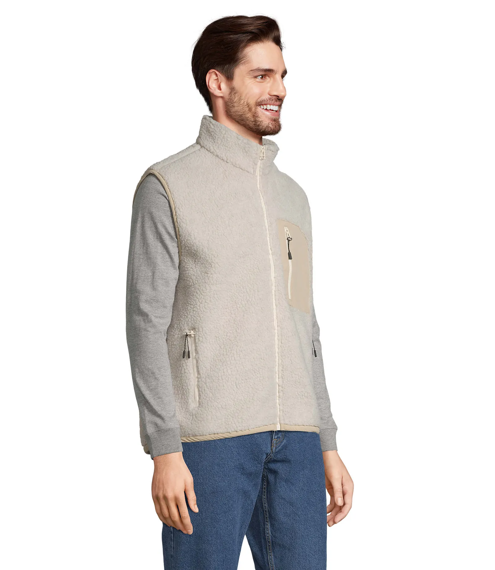 Gilet SOL'S Fury BW, She beige/beige, su modello, retro