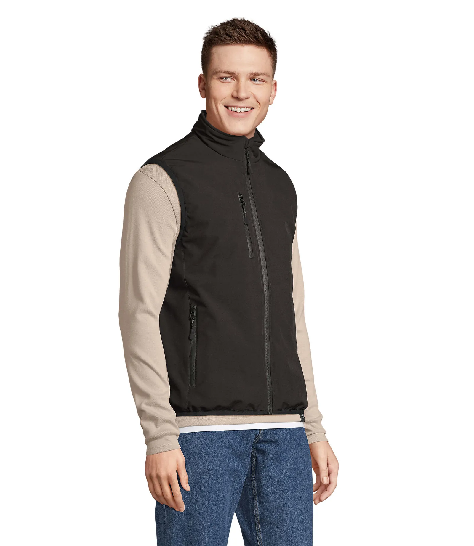 Gilet SOL'S Falcon Padded BW, Black, su modello, lato