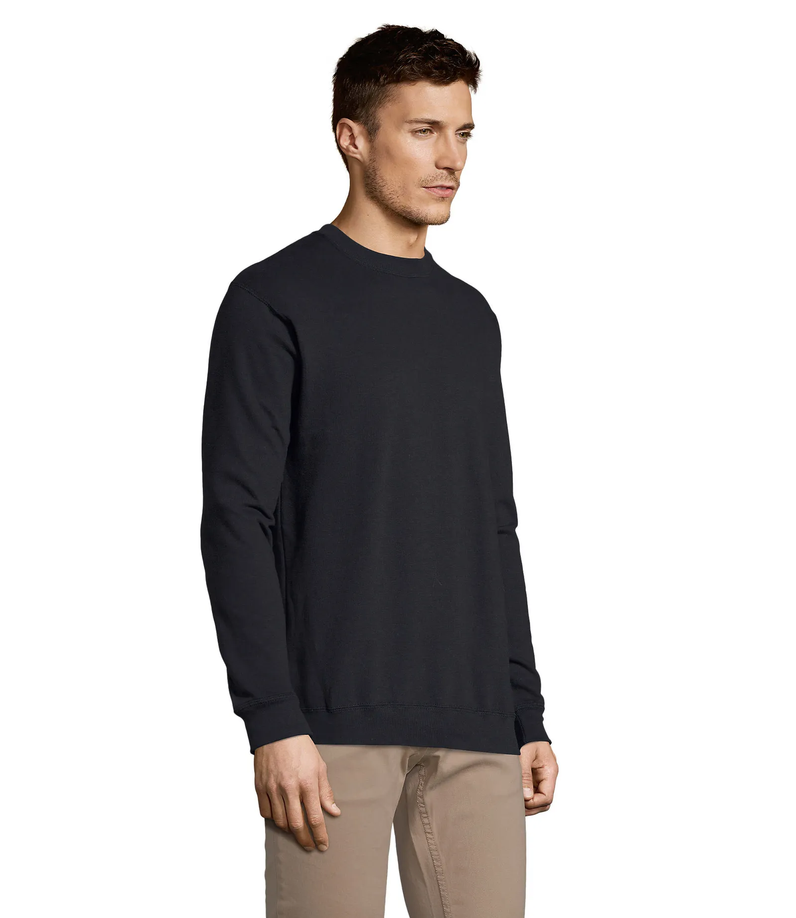 Felpa girocollo SOL'S Supreme, Navy, su modello, lato