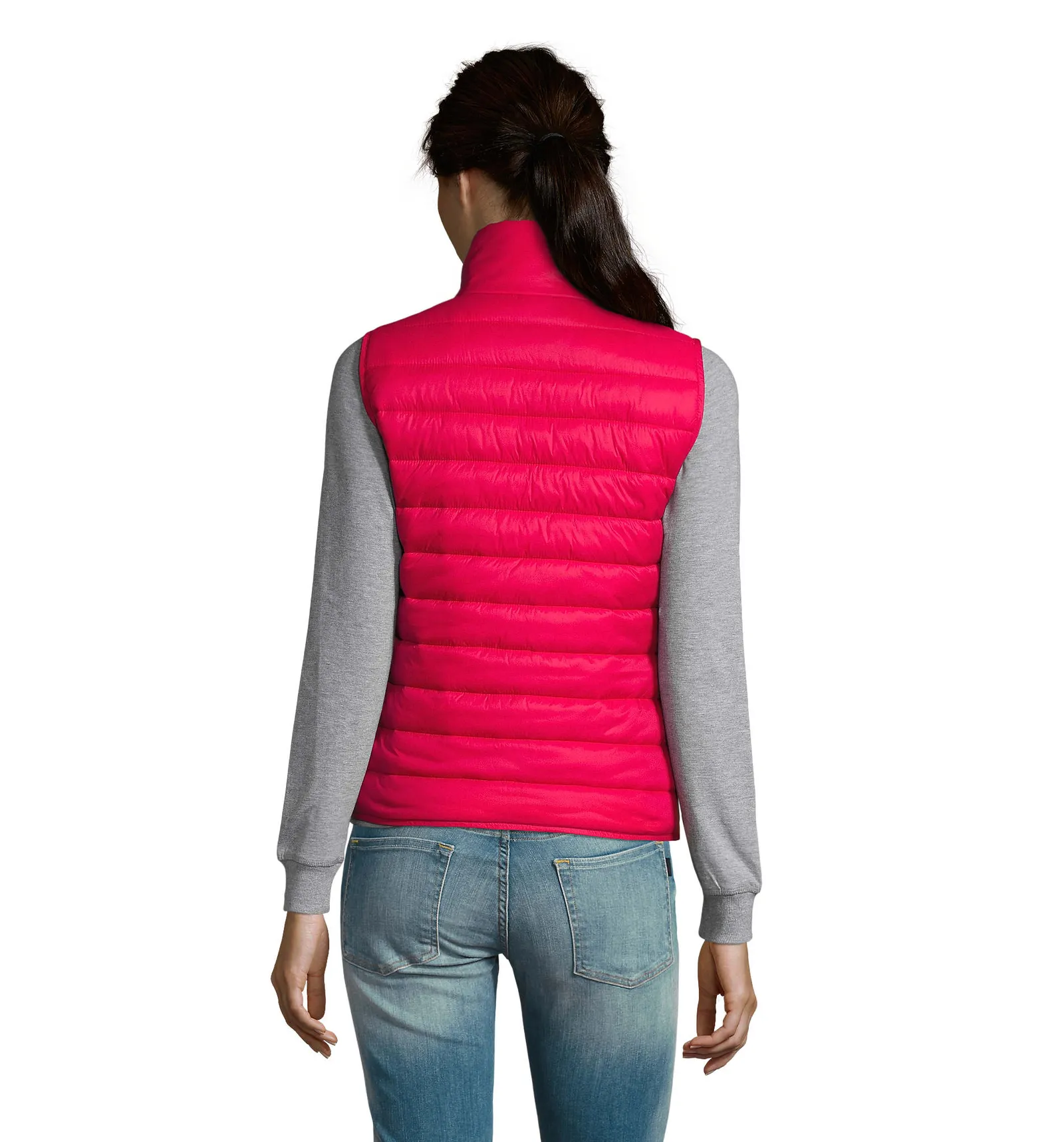 Gilet SOL'S Wave Women, Dark pink, su modello, retro
