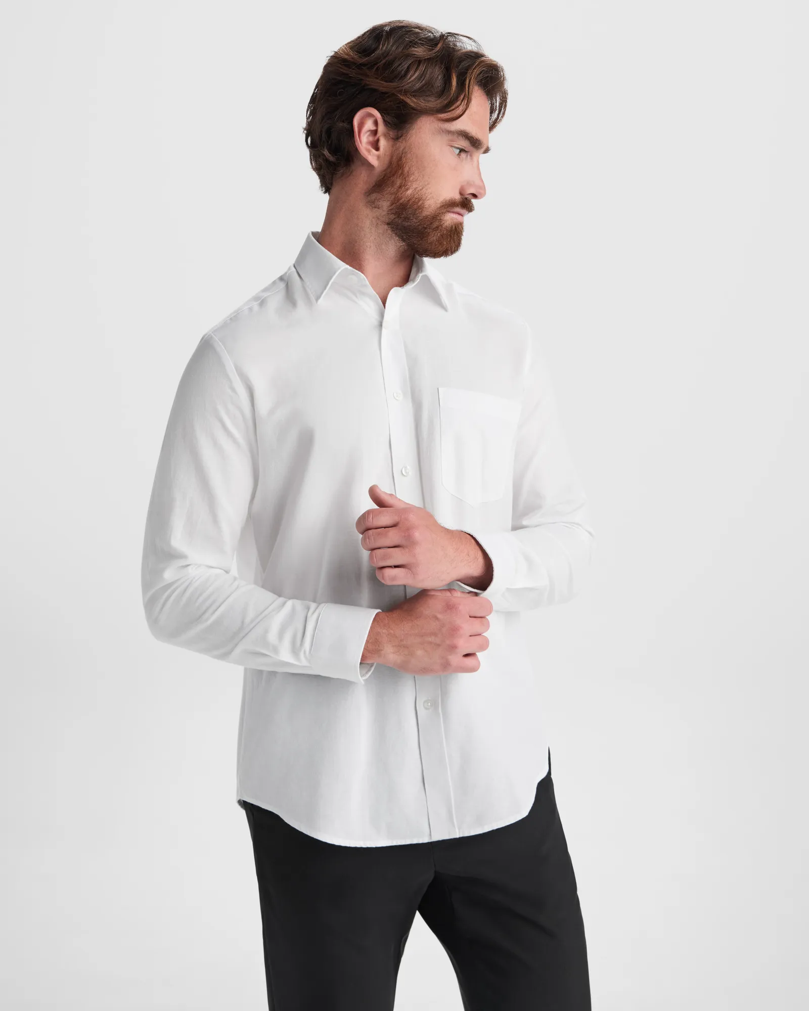Camicia manica lunga Roly Oxford, Bianco, dettaglio