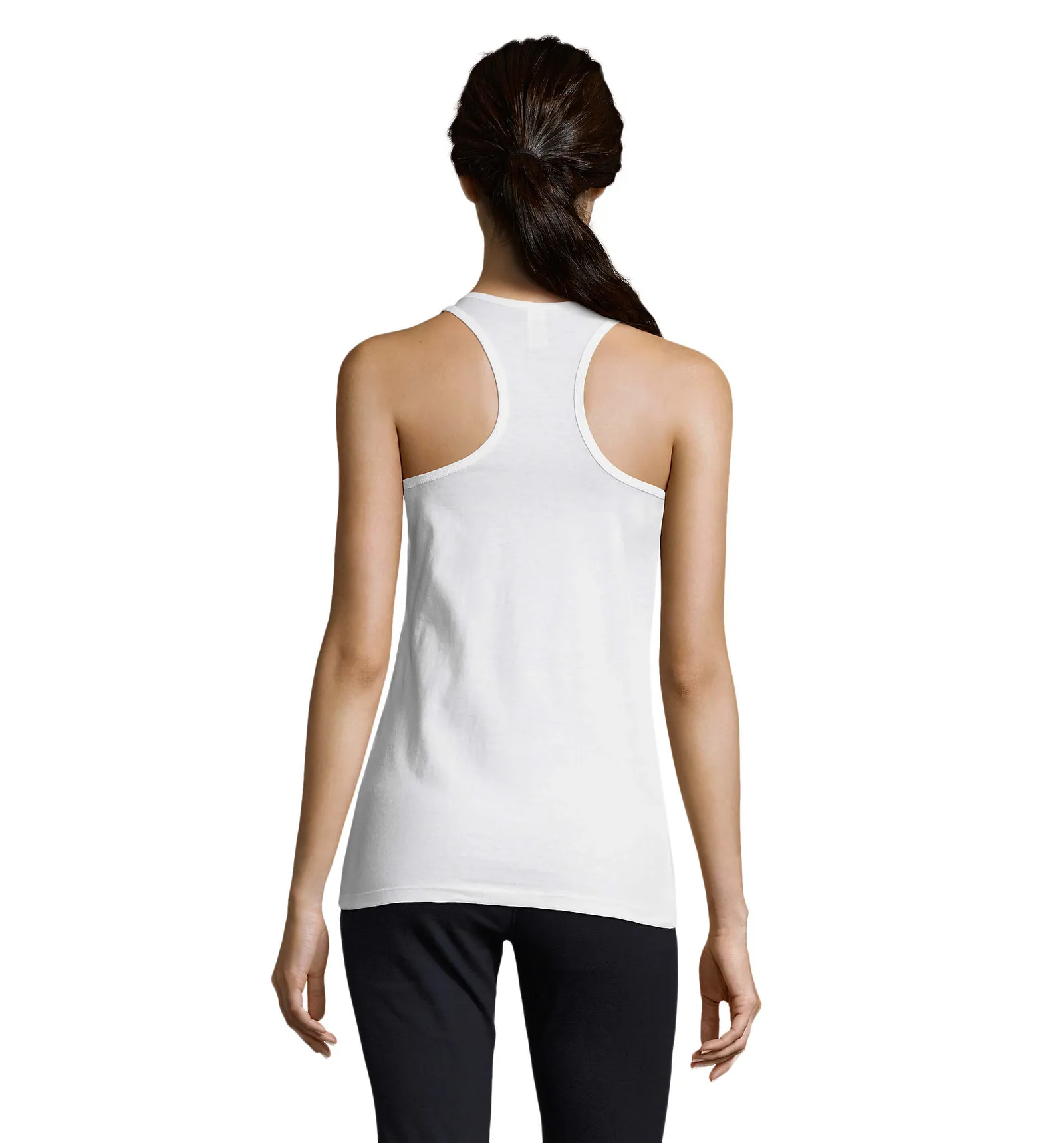 Canotta SOL'S Justin Women, White, su modello, retro