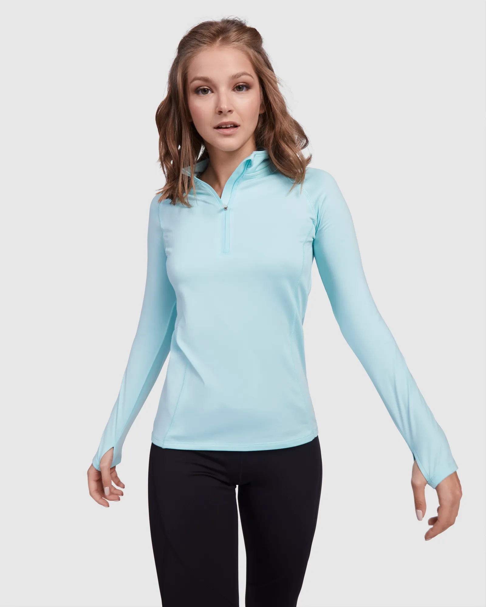 Felpa con mezza zip Roly Arlas, Verde Menta, dettaglio 2