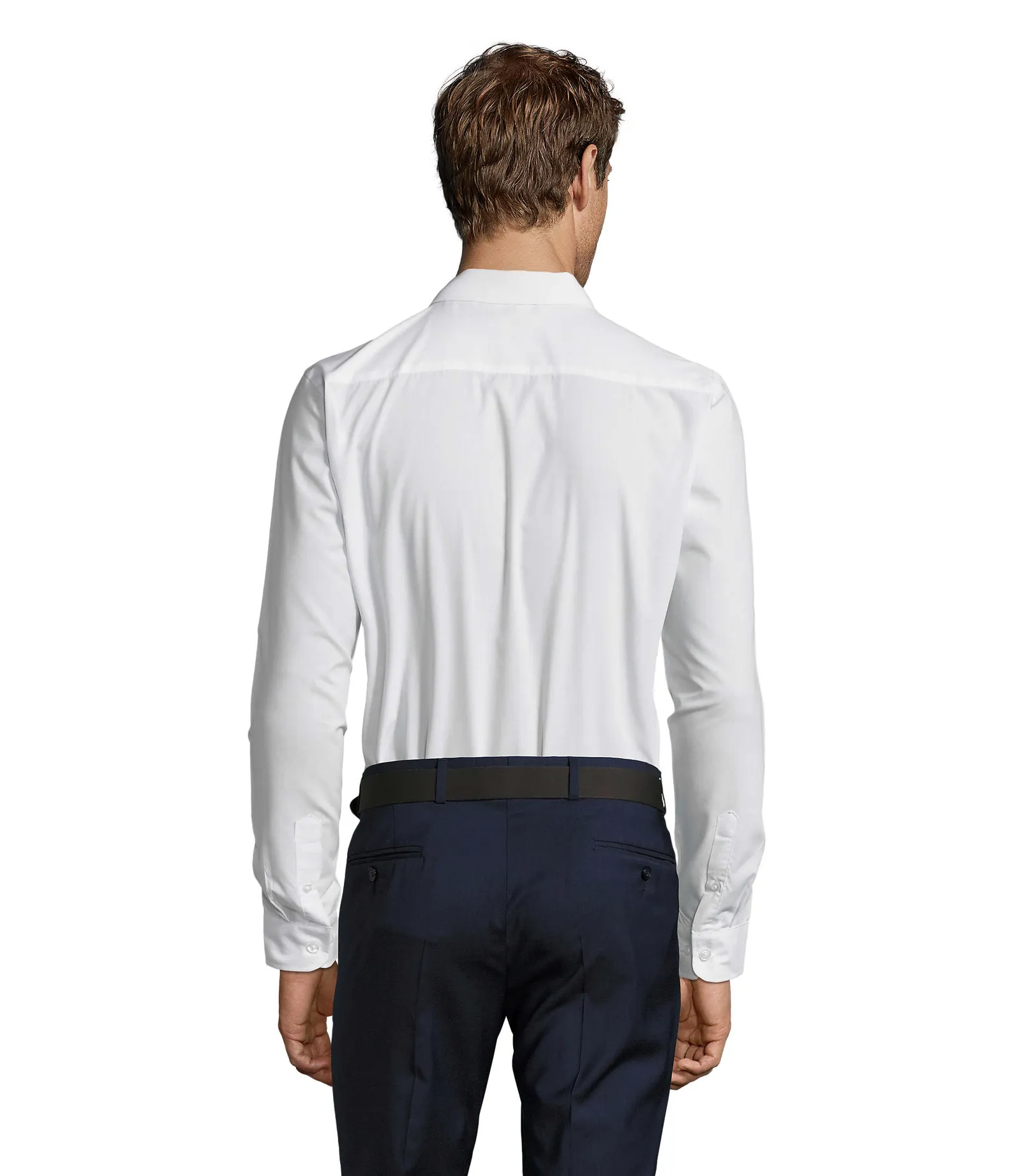 Camicia manica lunga SOL'S Baltimore Fit, White, su modello, retro