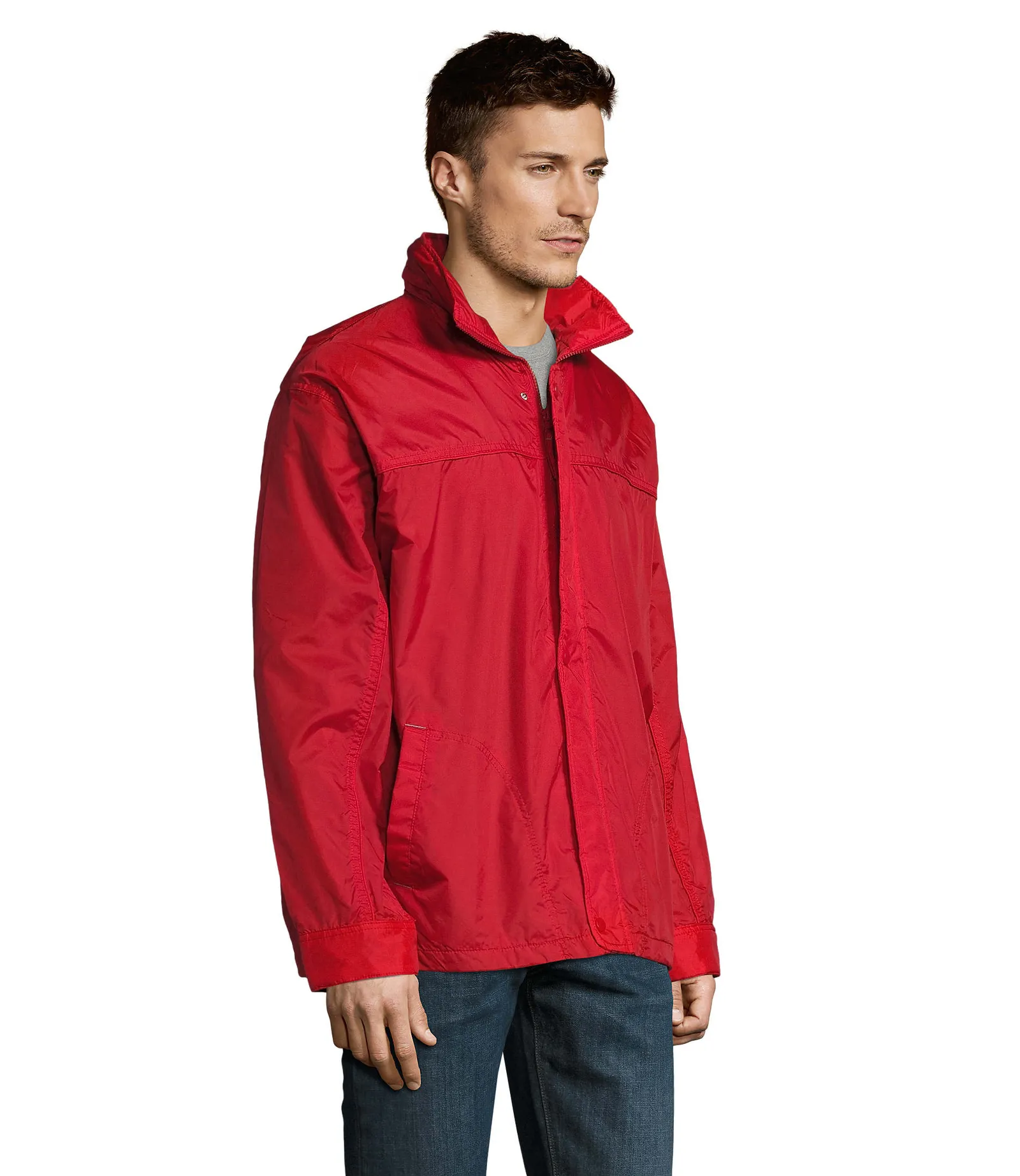 Giacca antivento SOL'S Mistral, Red, su modello, lato