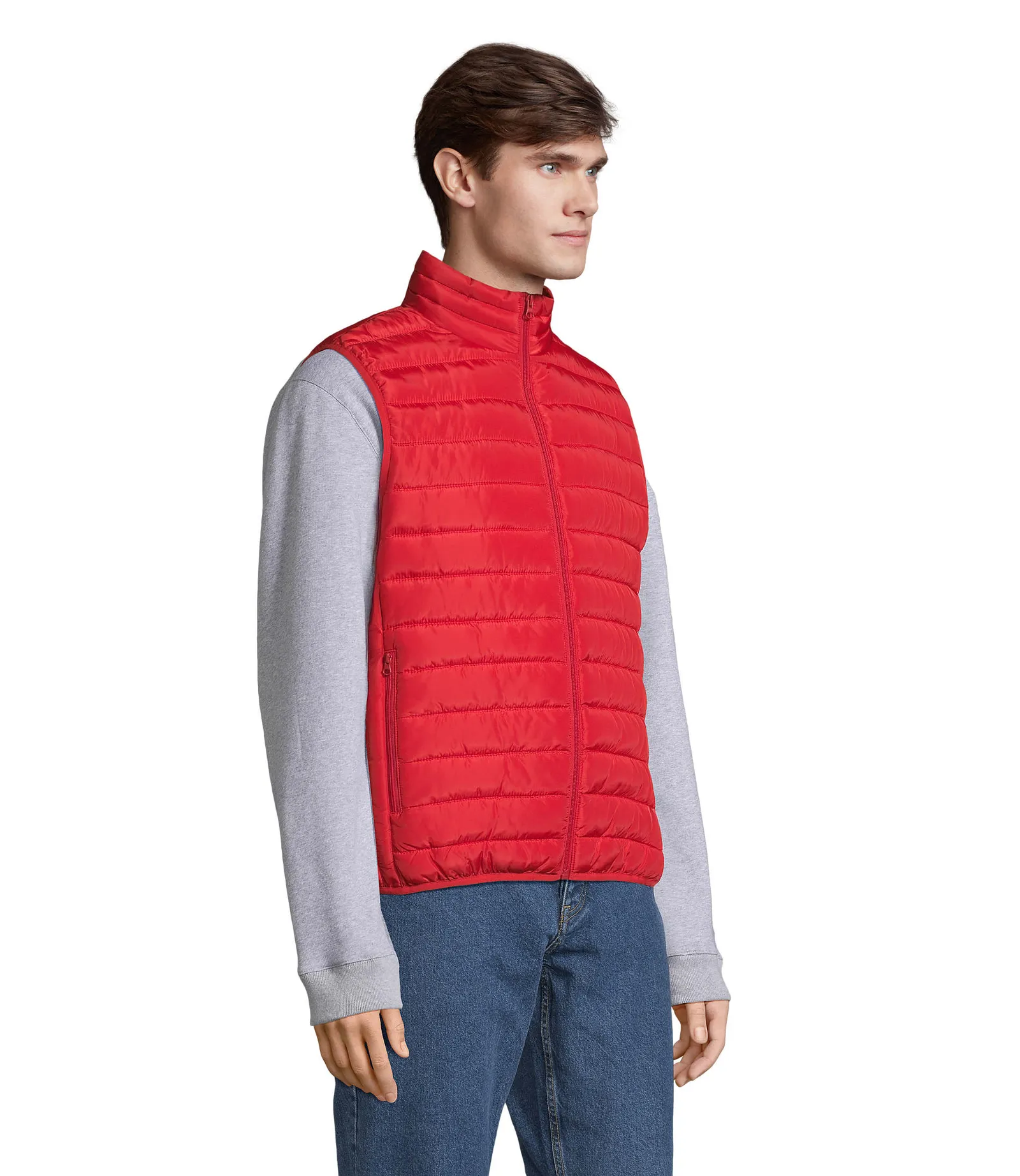 Gilet SOL'S Stream BW Men, Red, su modello, lato