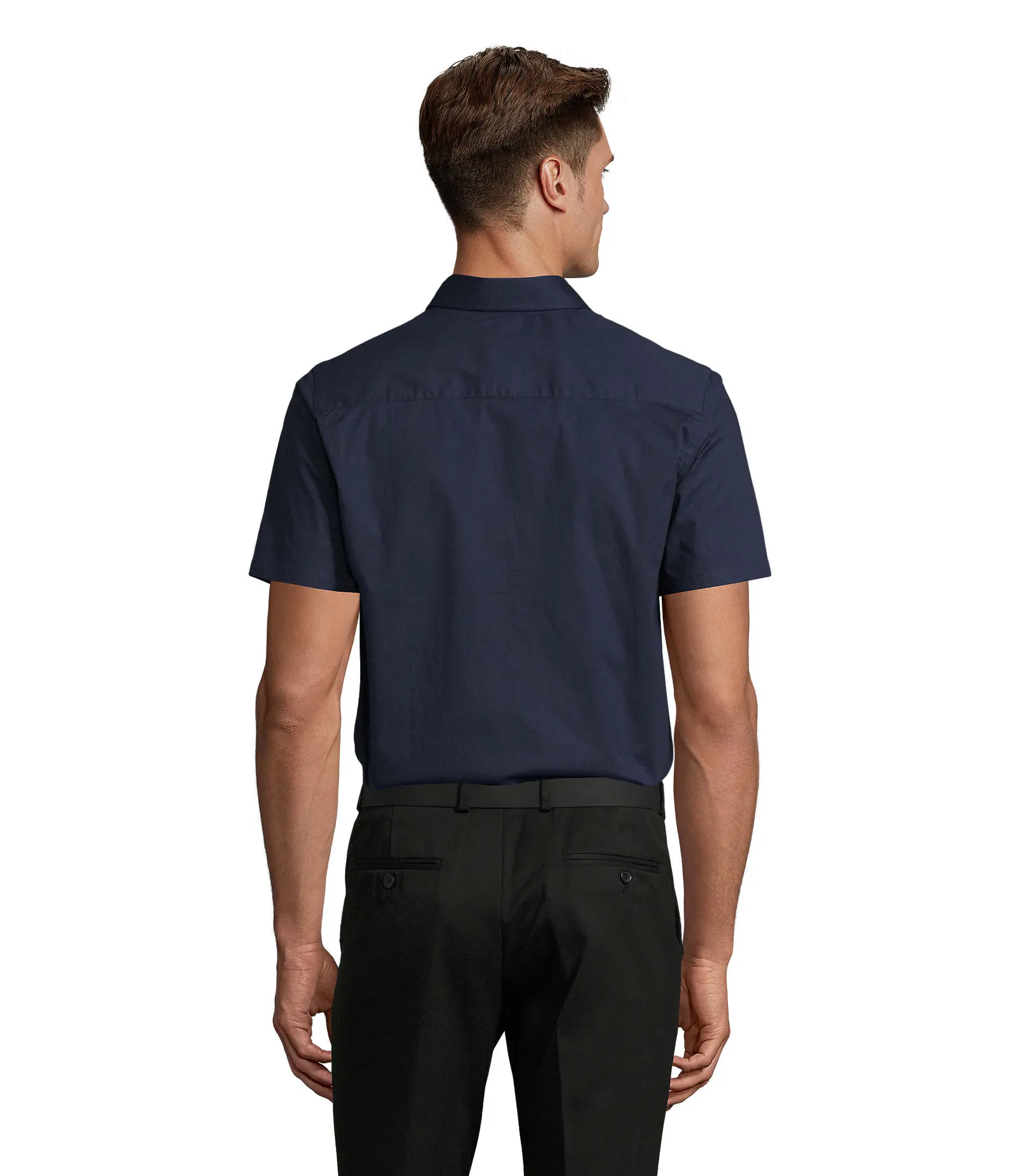 Camicia manica corta SOL'S Broadway, Dark blue, su modello, retro