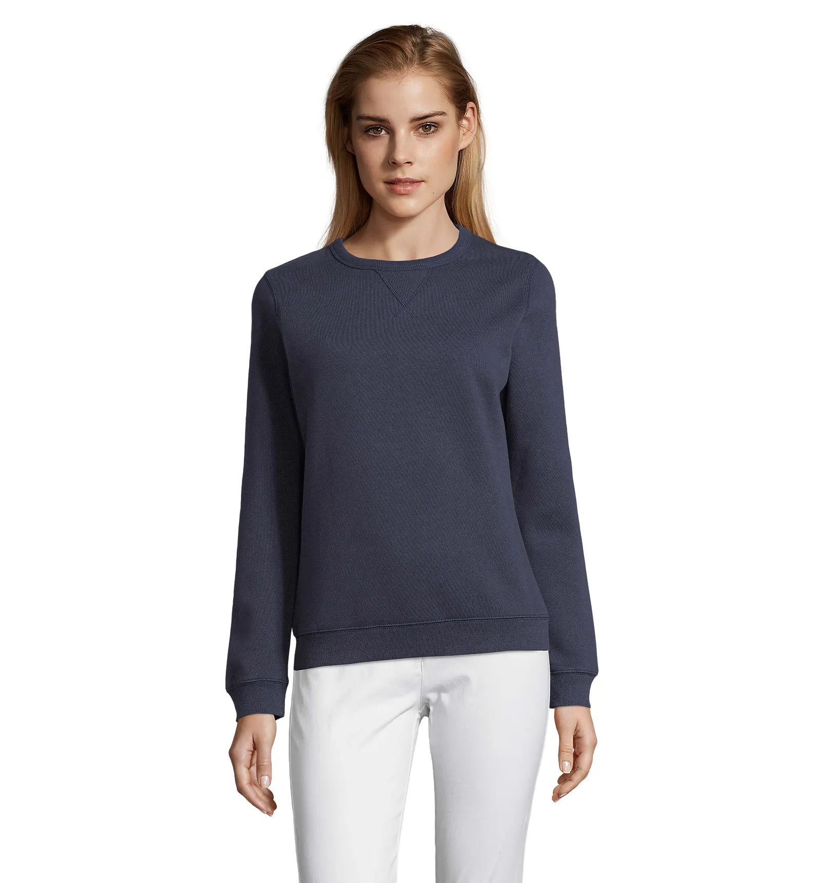 Felpa girocollo SOL'S Sully Women, French navy, su modello, fronte