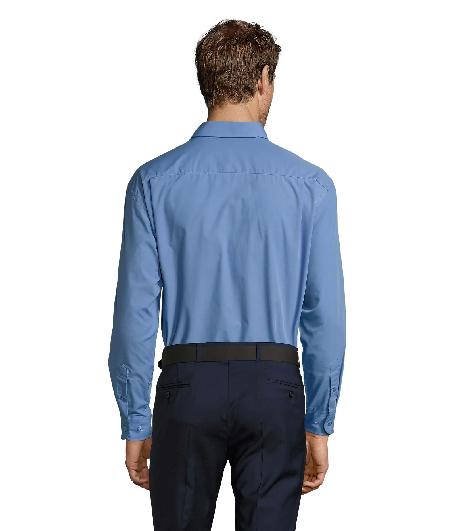 Camicia manica lunga SOL'S Baltimore, Medium blue, su modello, retro