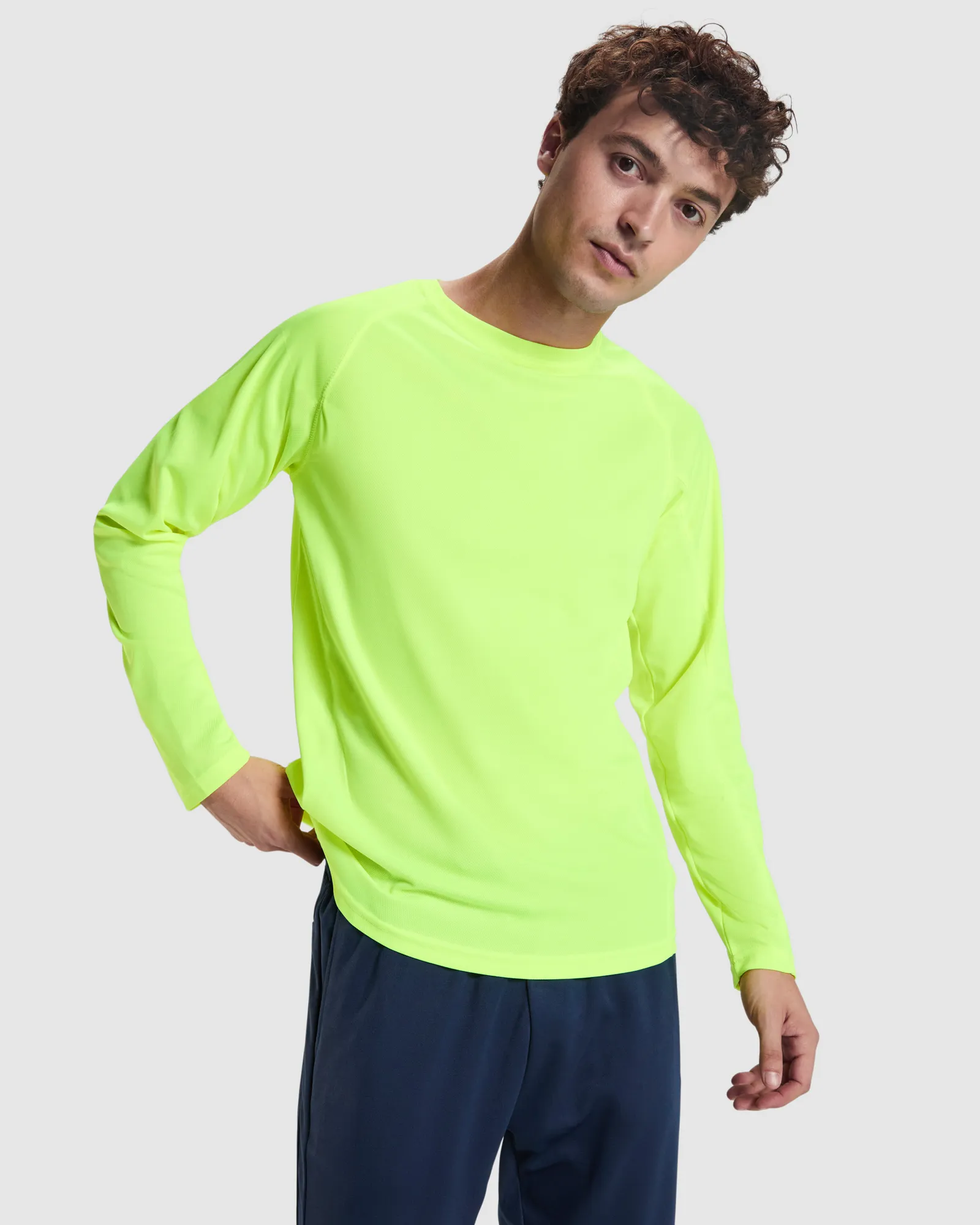 T-shirt tecnica Roly Montecarlo L/S, Giallo Fluo, dettaglio 2