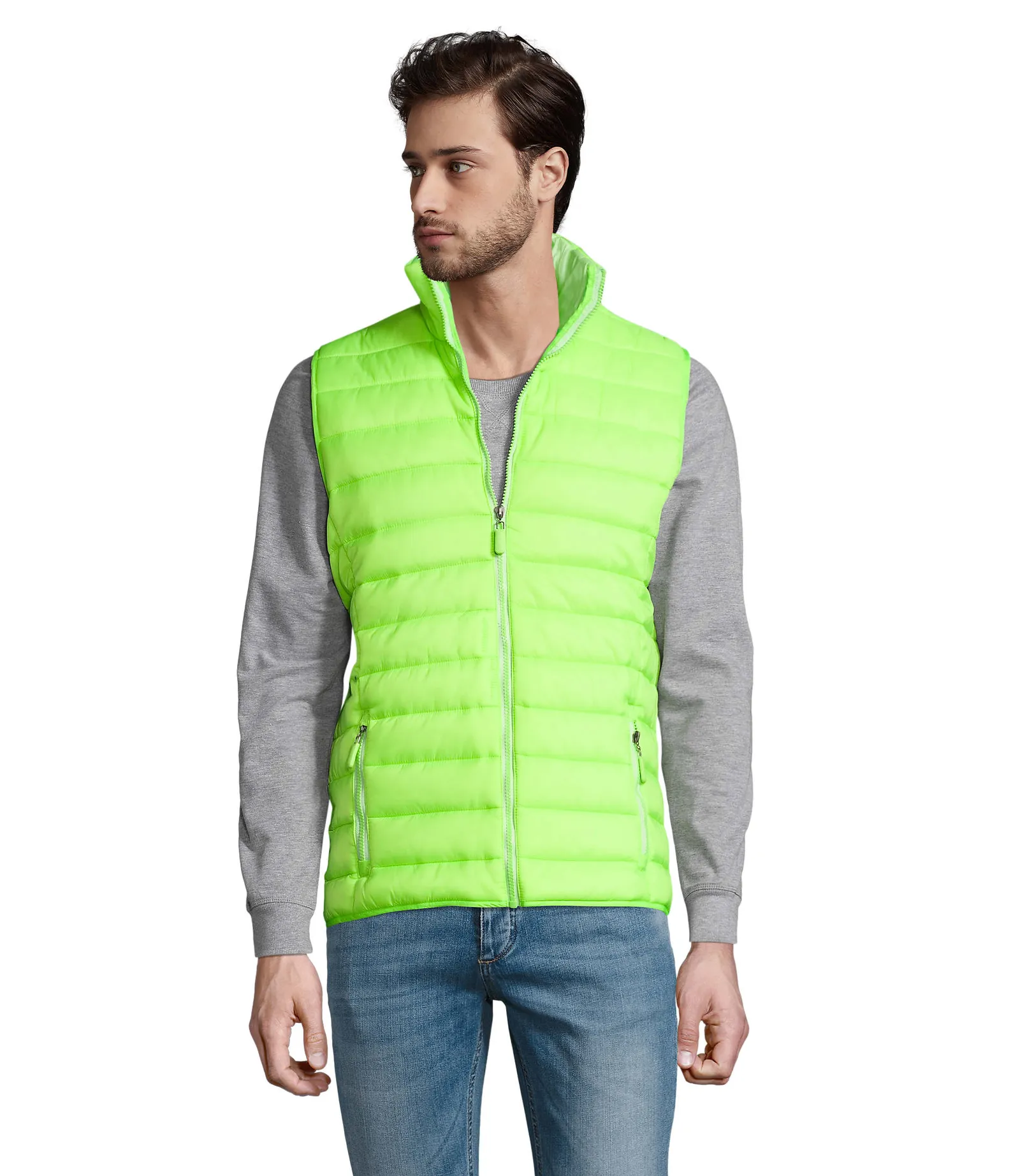 Gilet SOL'S Wave Men, Neon lime, su modello, fronte