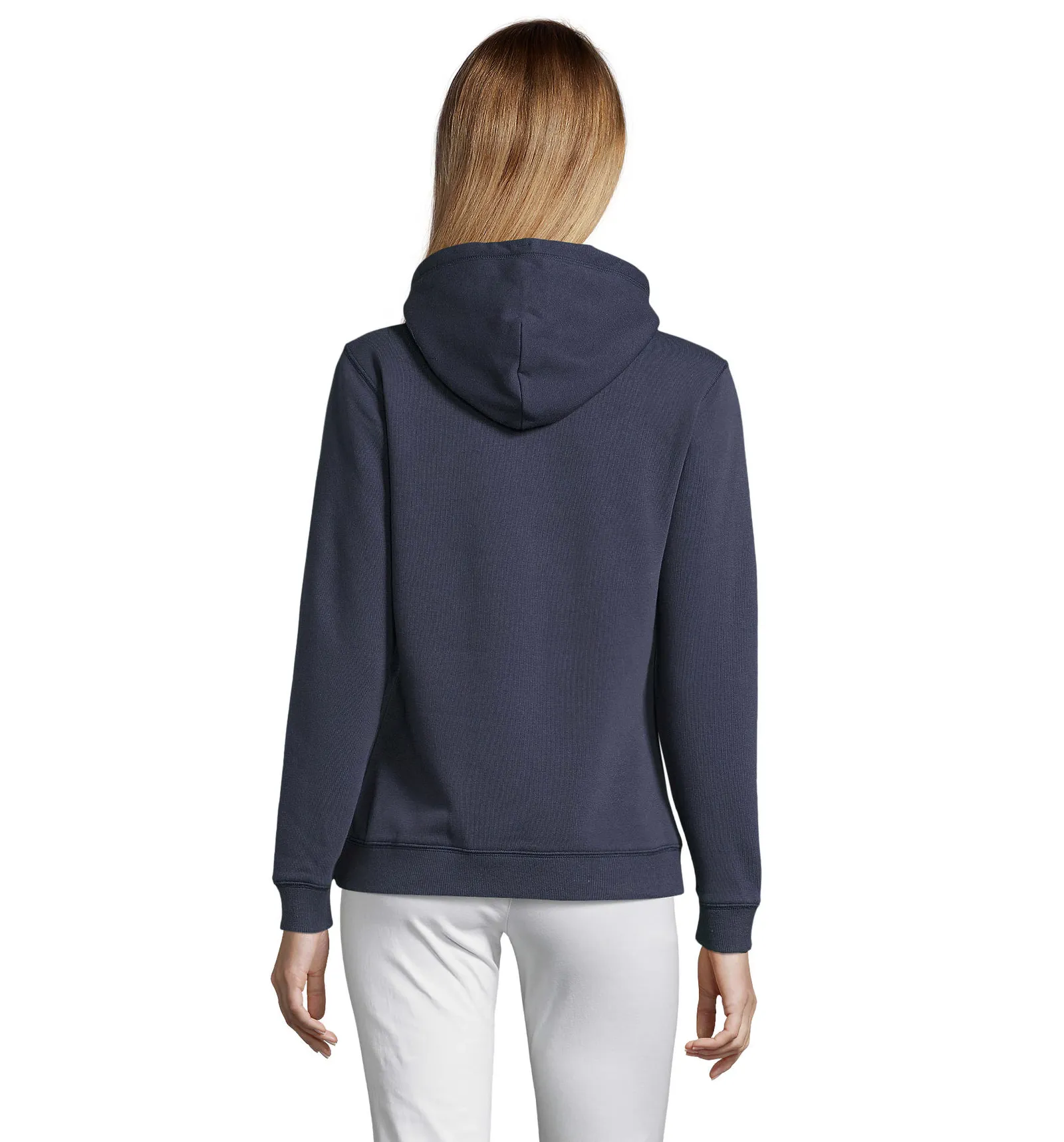Felpa con cappuccio SOL'S Spencer Women, French navy, su modello, retro