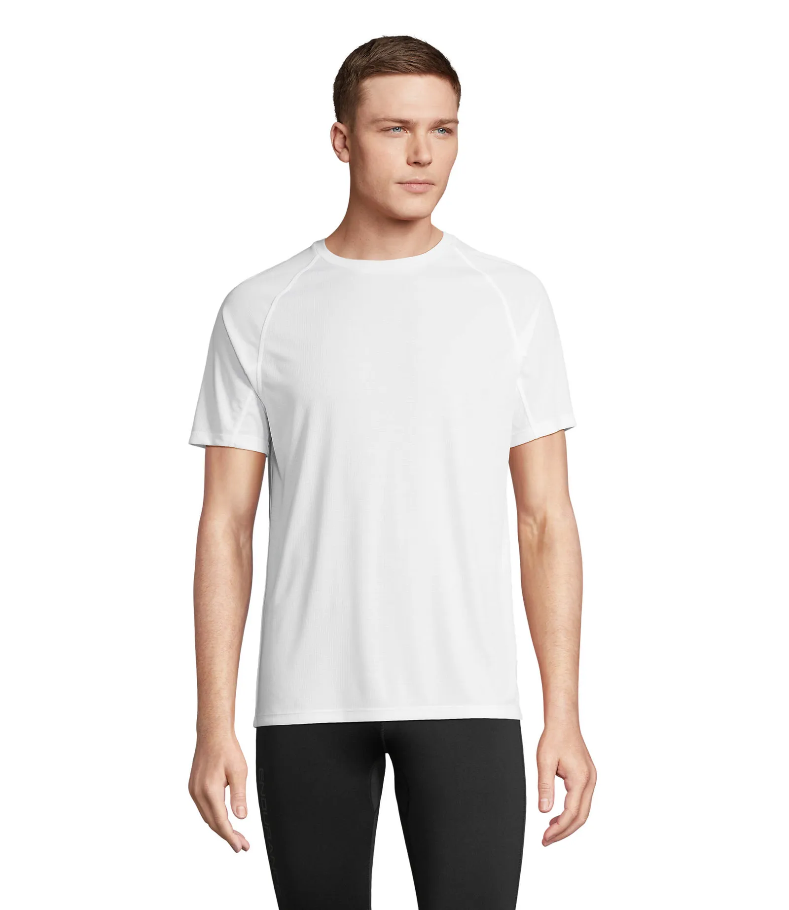 T-shirt tecnica SOL'S Vortex, White, su modello, fronte