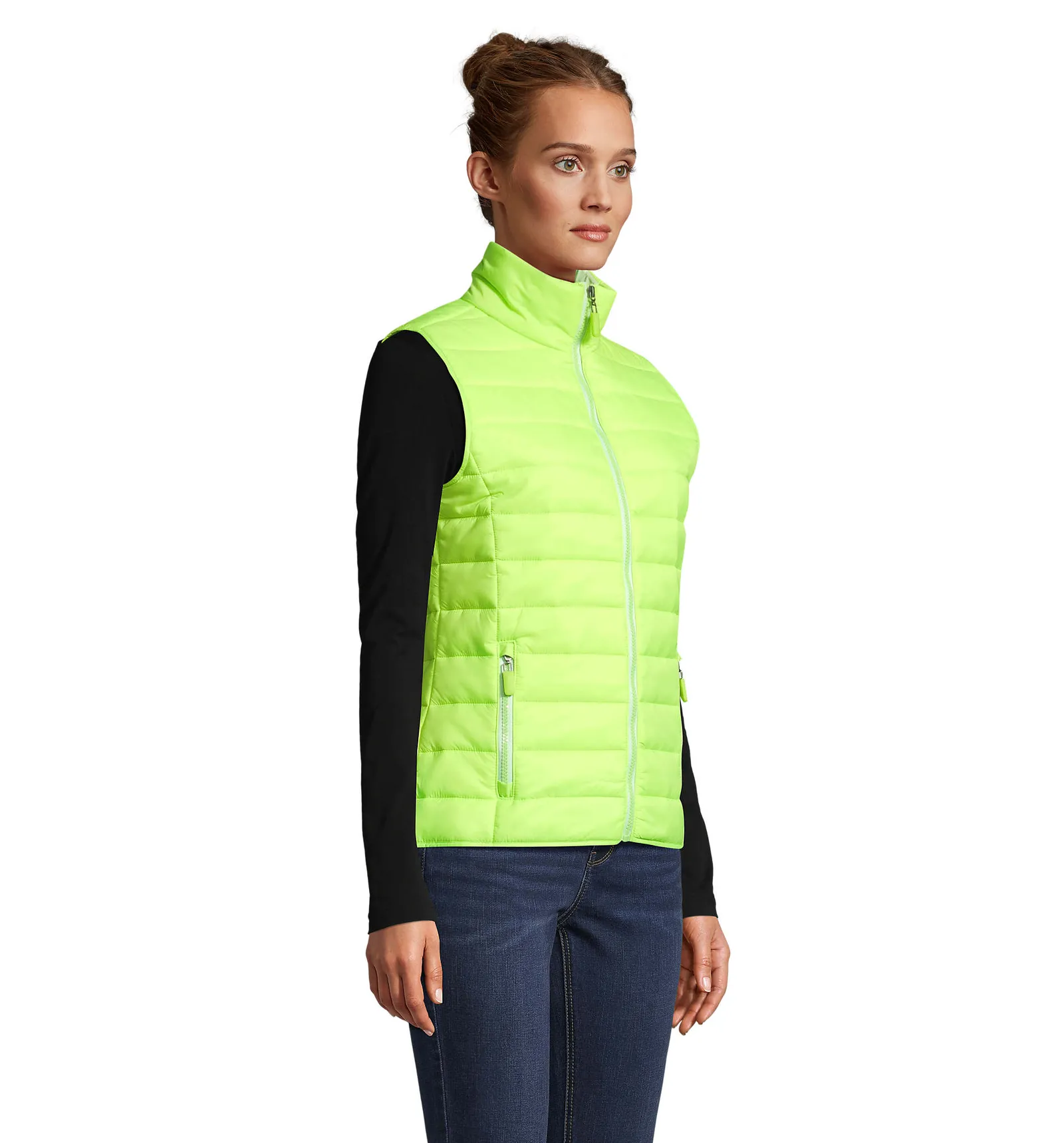 Gilet SOL'S Wave Women, Neon lime, su modello, lato