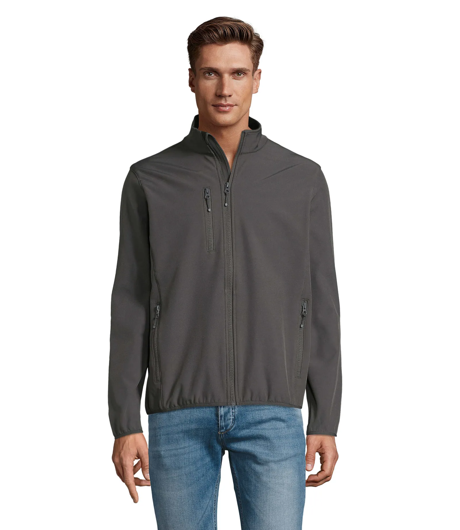 Softshell SOL'S Radian Men, Charcoal grey, su modello, fronte