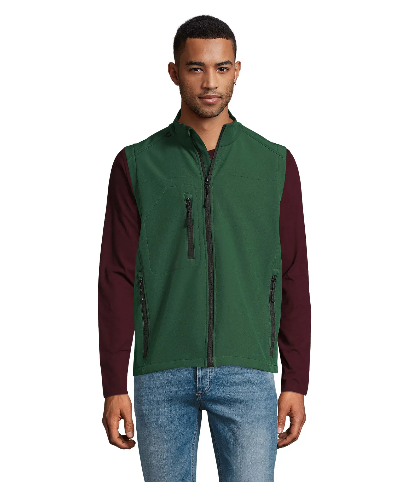 Gilet SOL'S Rallye Men, Bottle green, su modello, fronte