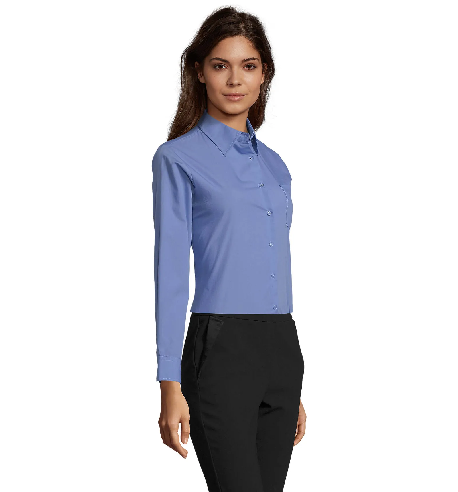 Camicia manica lunga SOL'S Executive, Medium blue, su modello, lato