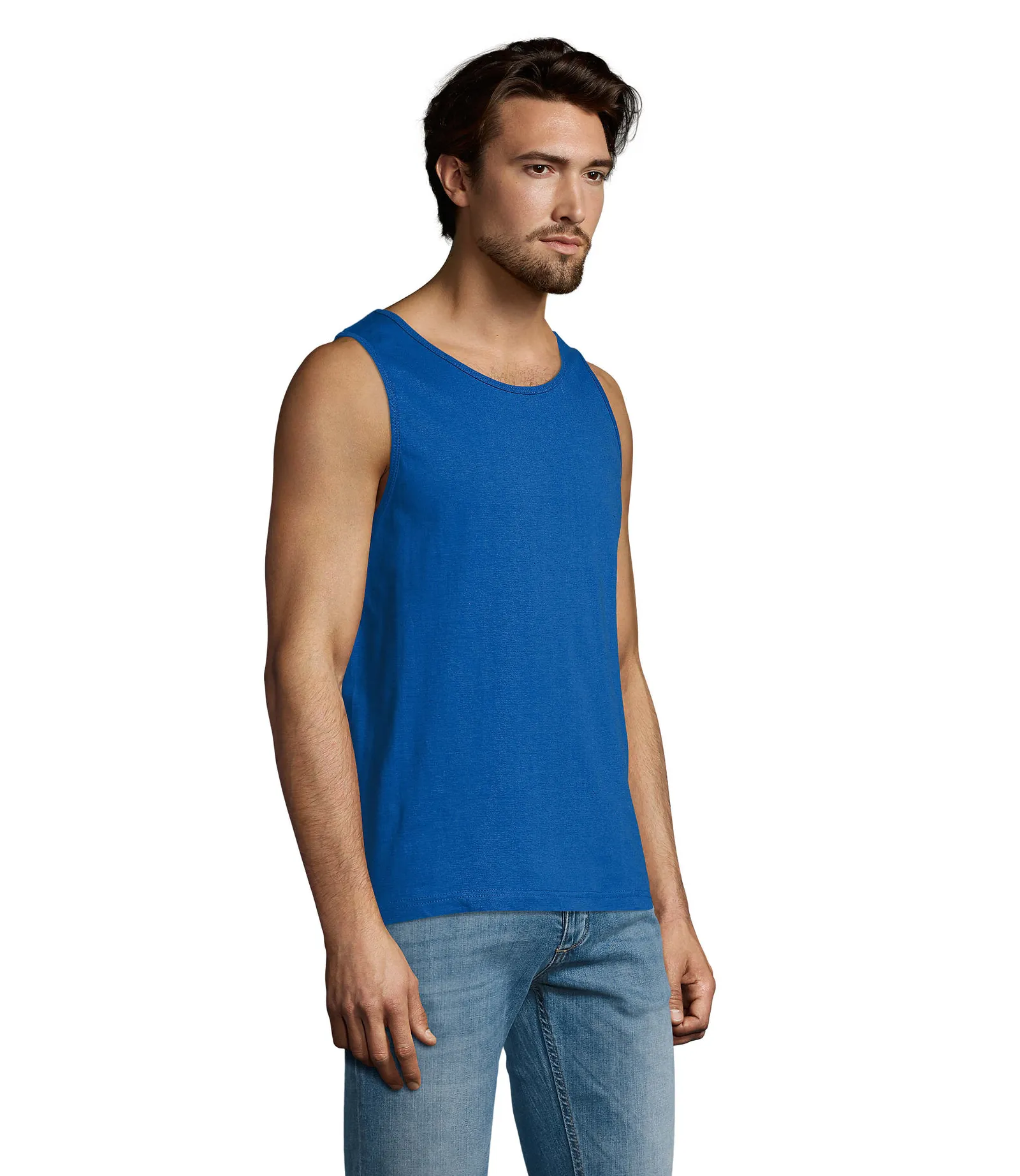 Canotta SOL'S Justin, Royal blue, su modello, lato