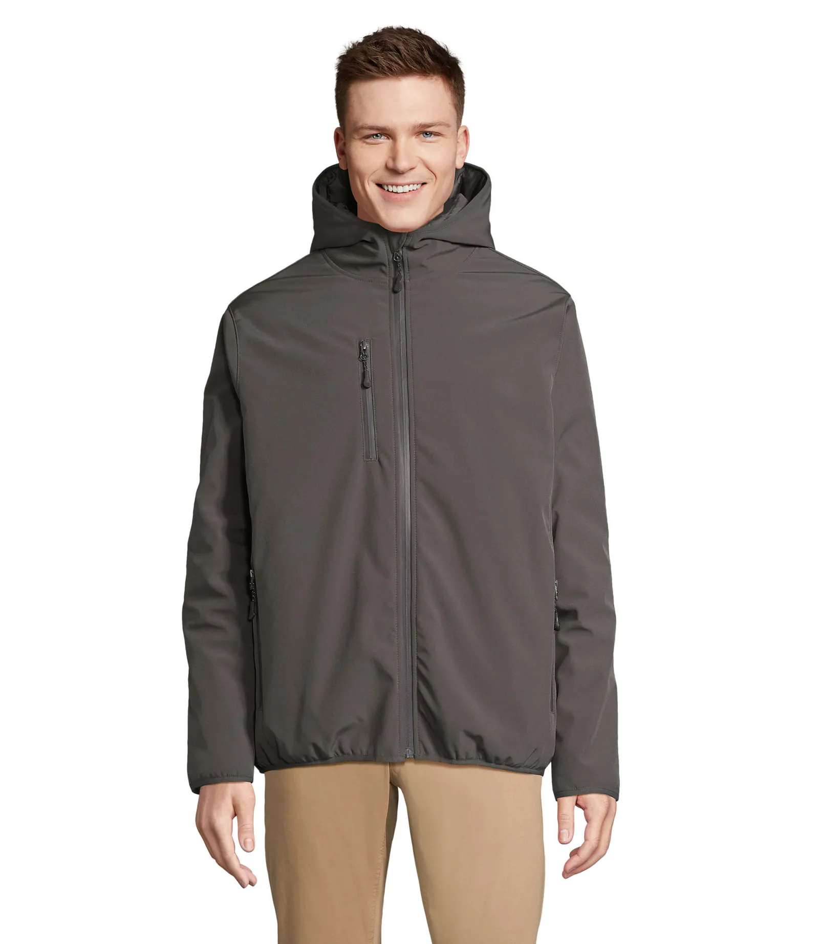 Softshell SOL'S Falcon Padded Men, Charcoal grey, su modello, fronte